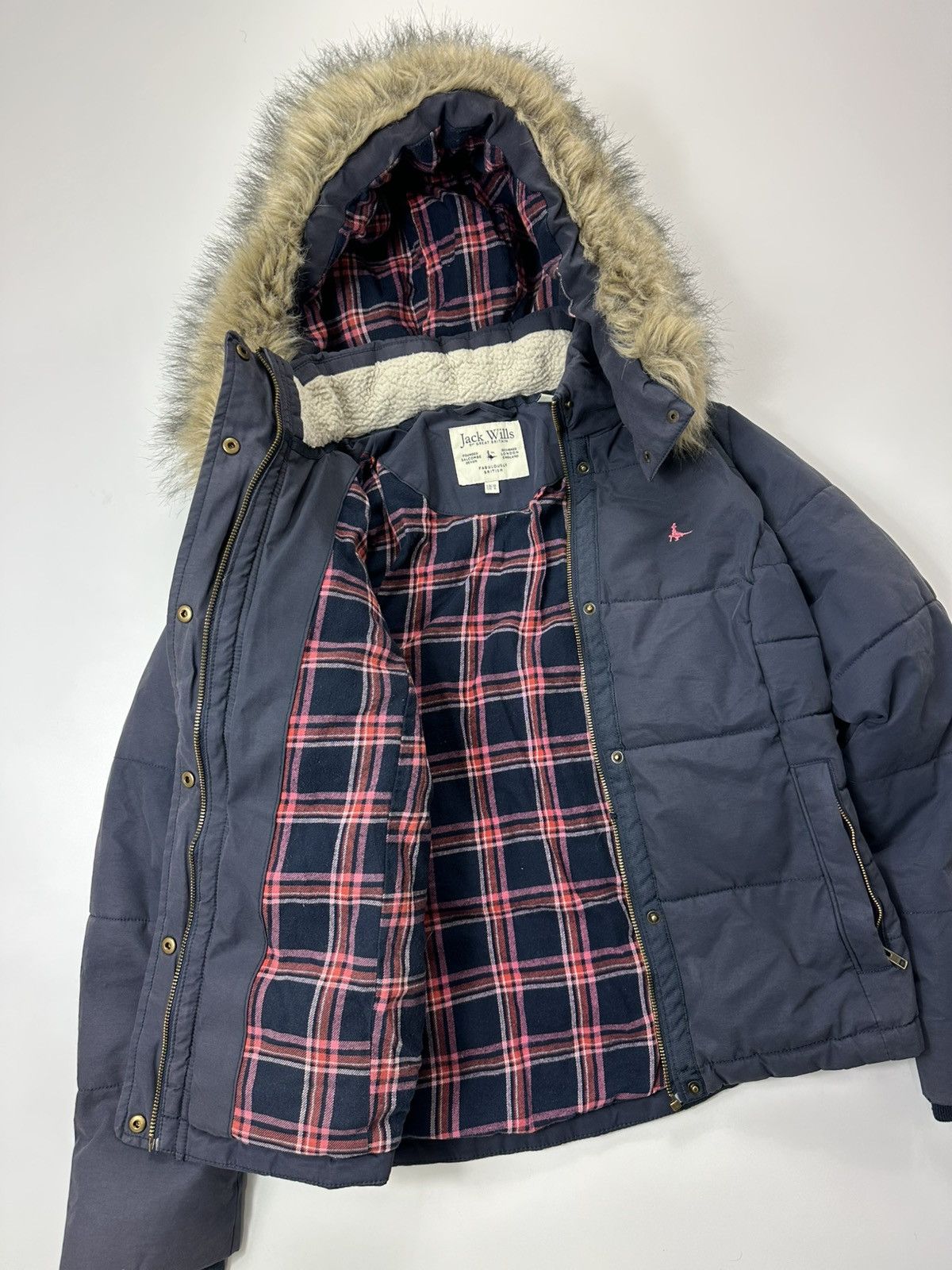 Jack Wills Jack Wills Faux Fur Jacket Logo Blue Y2K Style Size M / US 6-8 / IT 42-44 - 7 Thumbnail