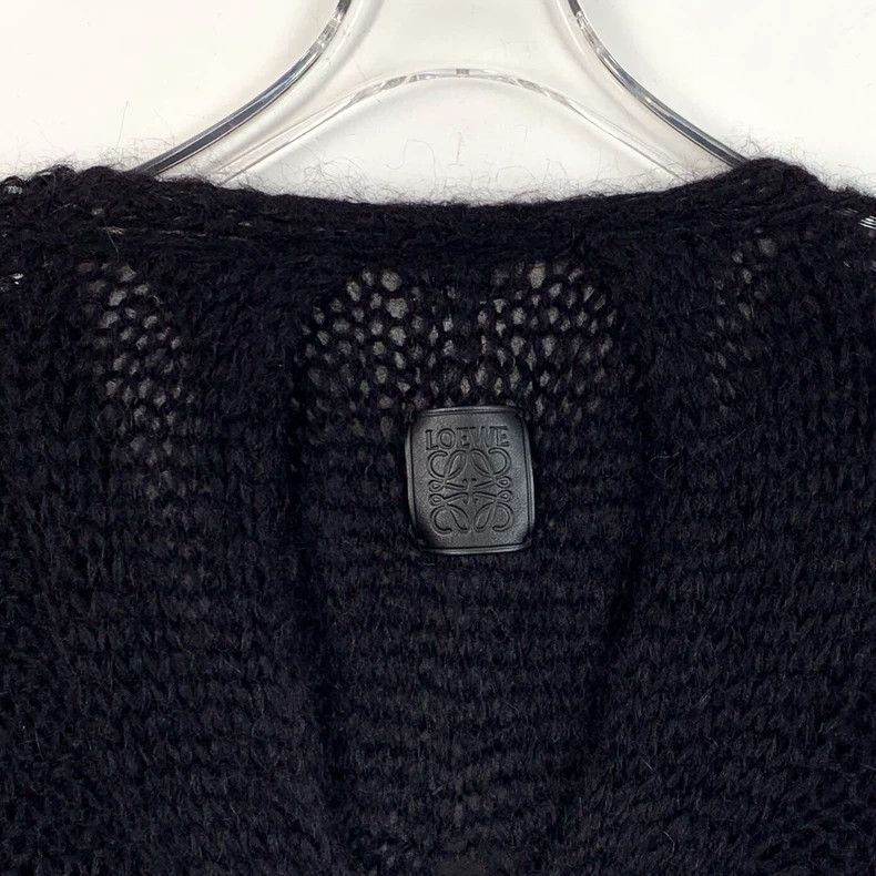 Loewe Loewe Black horsehair V-neck single row knit cardigan coat Size S / US 4 / IT 40 - 5 Thumbnail