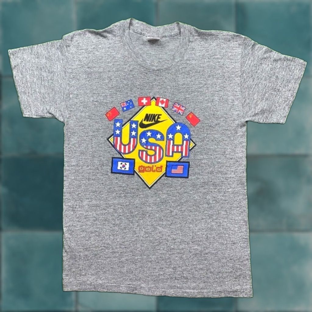 Nike VINTAGE Nike T Shirt USA Gray 80s 1988 Olympic Sportswear Graphic Tee Men XL Short Sleeve Crew Neck Unisex Rayon 100% Cotton Logo Size US L / EU 52-54 / 3 - 1 Thumbnail