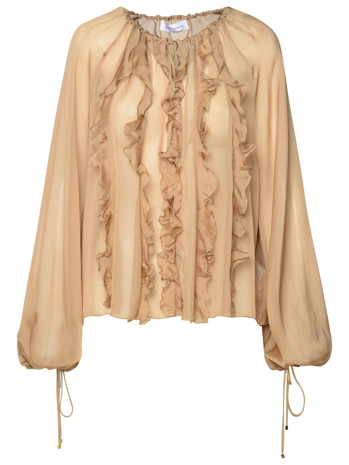 image of Blumarine Beige Silk Blouse, Women's (Size Medium)