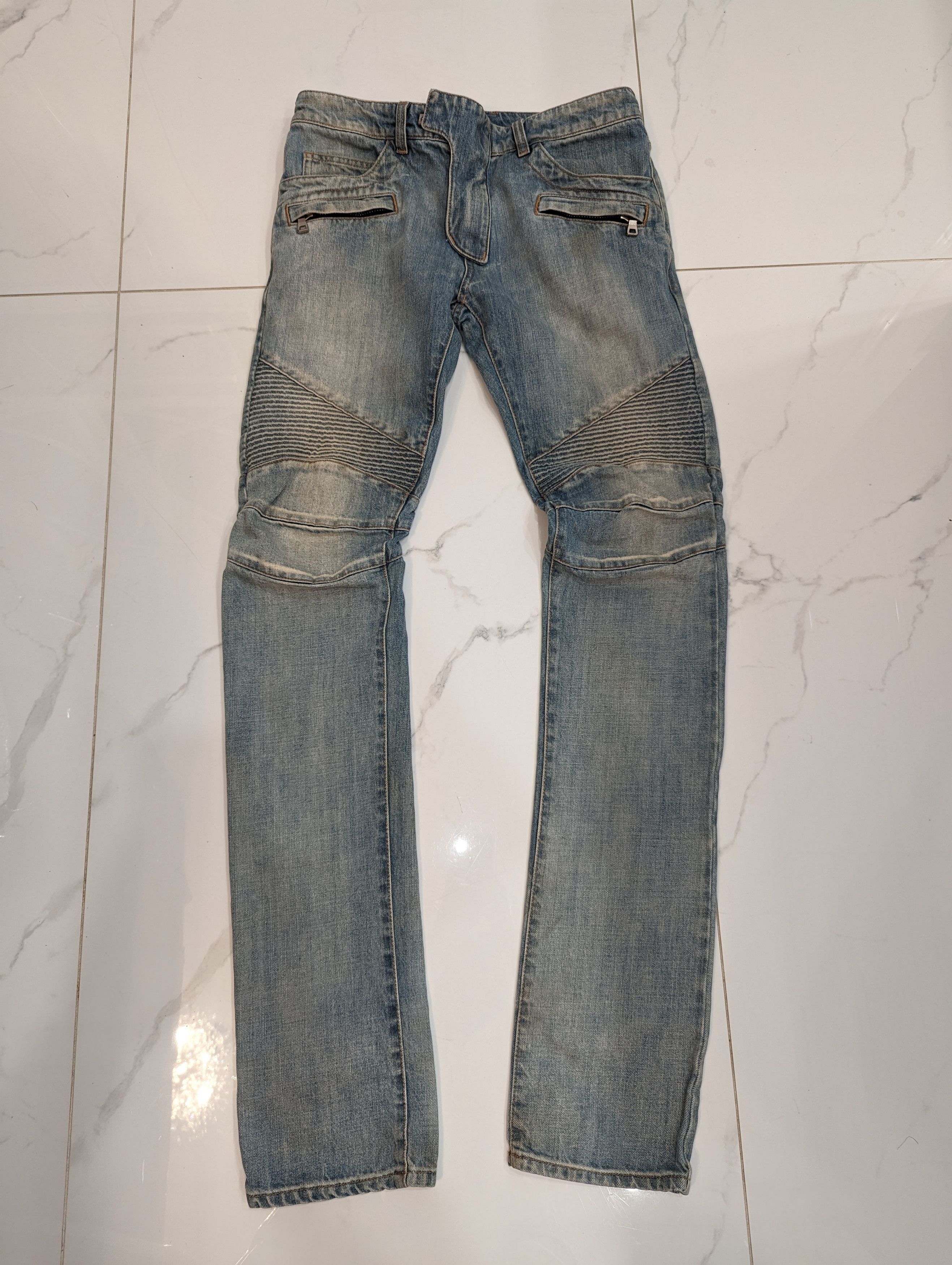 image of Balmain Biker Jeans in Blue White, Men's (Size 30)