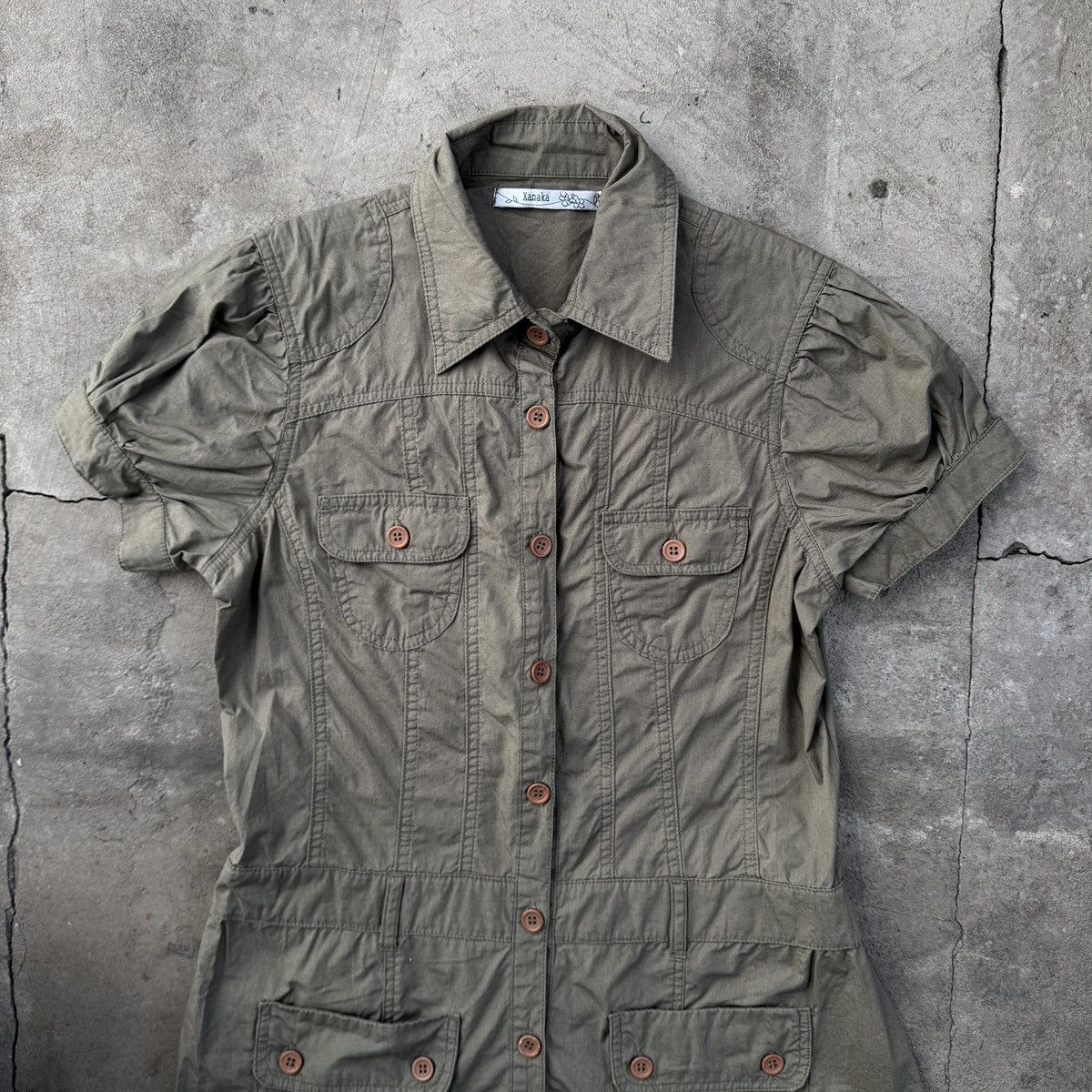 Japanese Brand 00's Xanaka japanese Khaki Midi Dress Multipocket Size M / US 6-8 / IT 42-44 - 3 Thumbnail