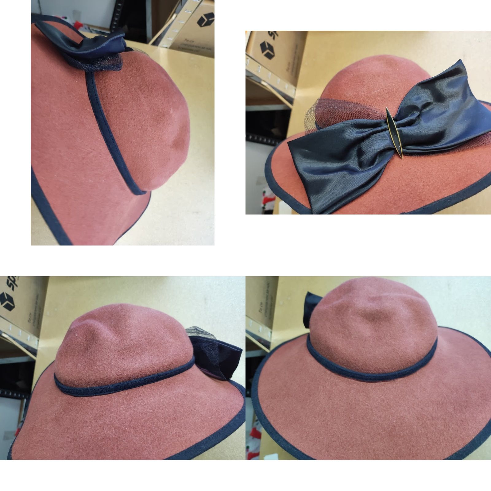 Vintage TONAK Womens Wide Brim Hat Sun Size 55 Brown Vintage Rabbit Hair Bow Straw Sun Hat Womens 55 Brown Vintage Tonak Size ONE SIZE - 8 Thumbnail