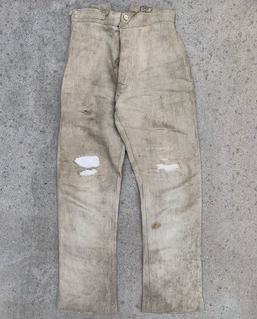 Vintage French Bourgeron Linen Military Trousers Size US 29 - 1 Thumbnail