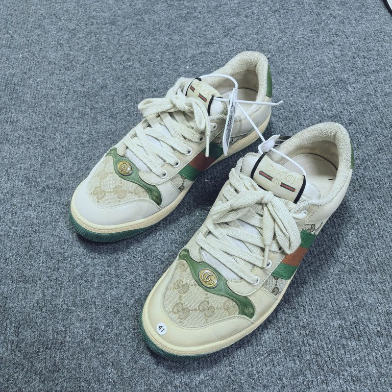 Gucci Gucci Screener Vintage Sneakers in Green and Beige - Size US 8 / EU 41 - 1 Thumbnail