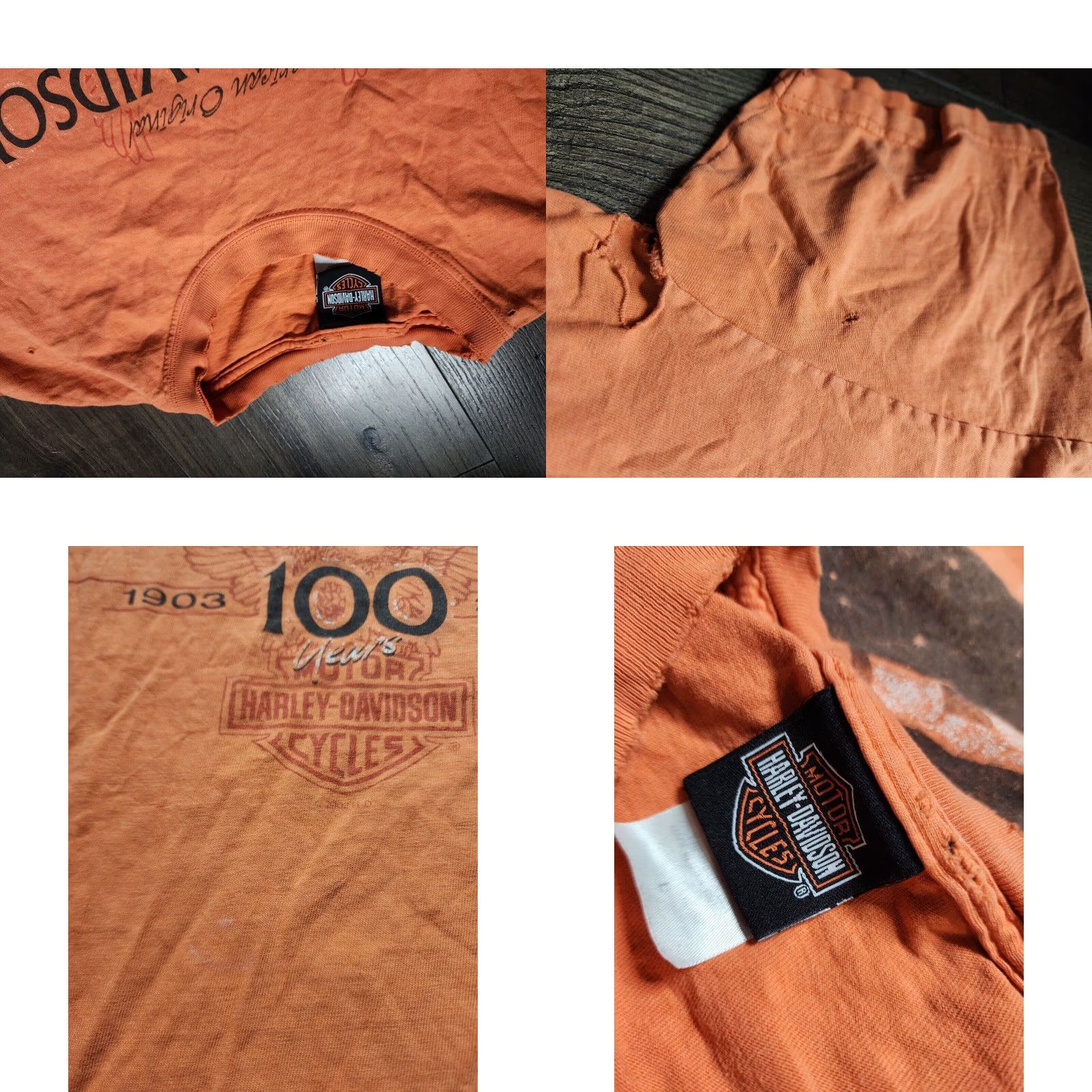 Harley Davidson VINTAGE Harley Davidson Rocket T Shirt Mens Large Orange Thrashed USA Biker Tee Size US L / EU 52-54 / 3 - 8 Thumbnail