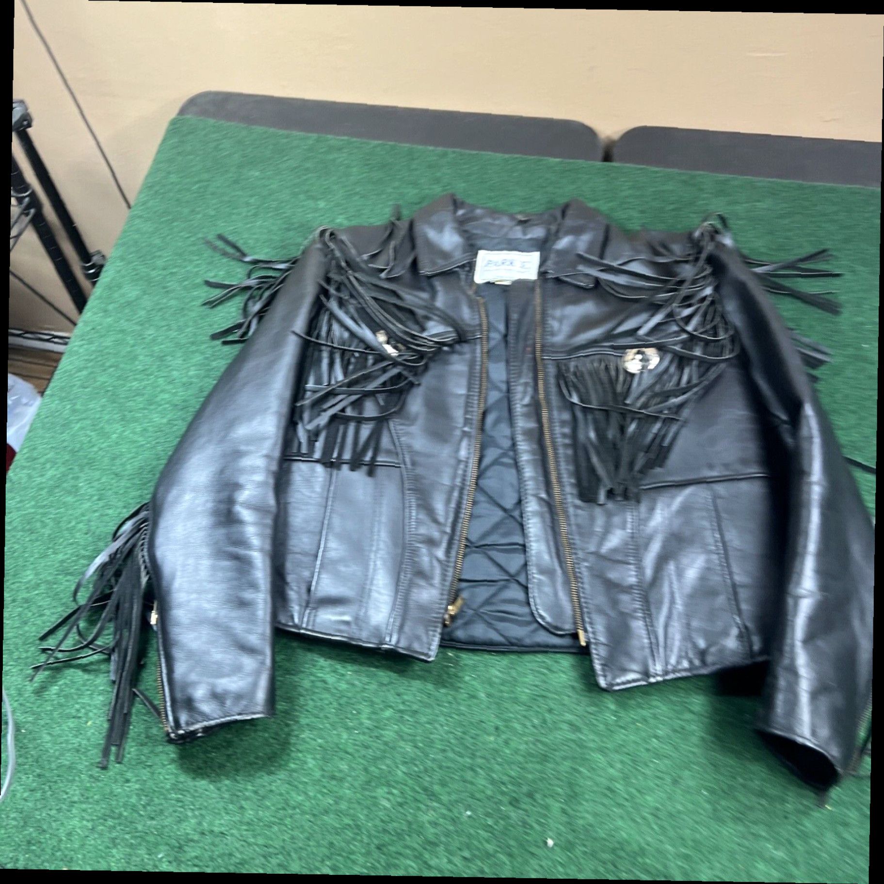 Vintage Vintage 80s Black Leather Fringe Jacket Metal Biker Boho Festival Western 16 Size M / US 6-8 / IT 42-44 - 1 Thumbnail