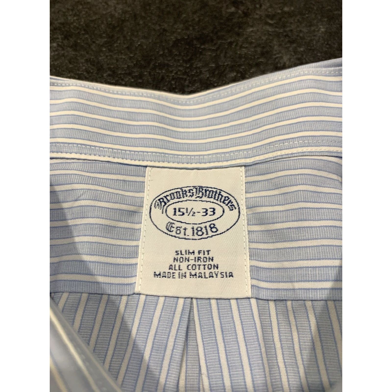 Brooks Brothers VINTAGE Brooks Brothers Dress Shirt Men 15.5 Slim Fit Long Sleeve Button-Front Blue White Stripe Cotton Size 40R - 6 Thumbnail