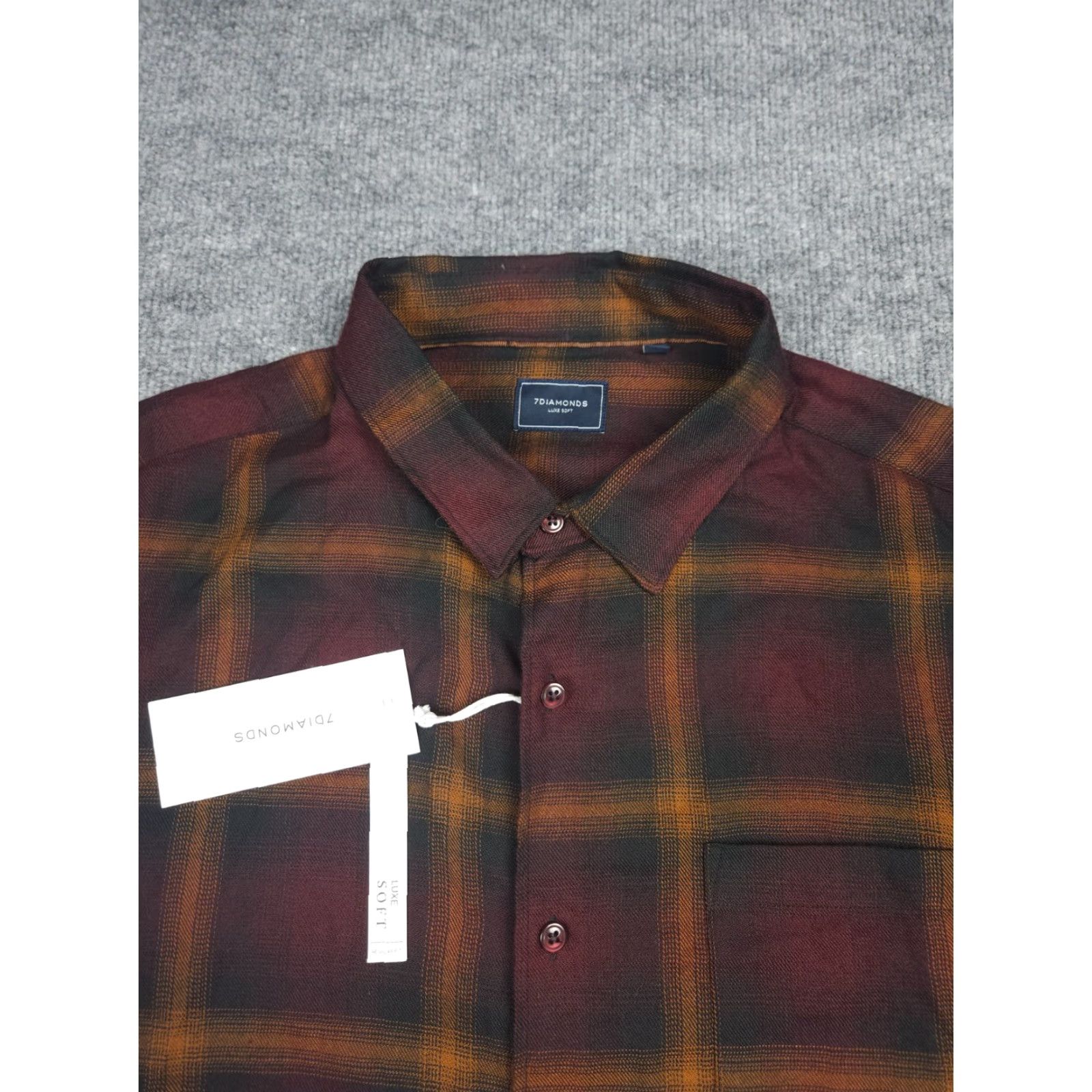Vintage 7 Diamonds Lux Soft Button Up Shirt Men's XL Plaid Stretch NWT Size US XL / EU 56 / 4 - 2 Thumbnail