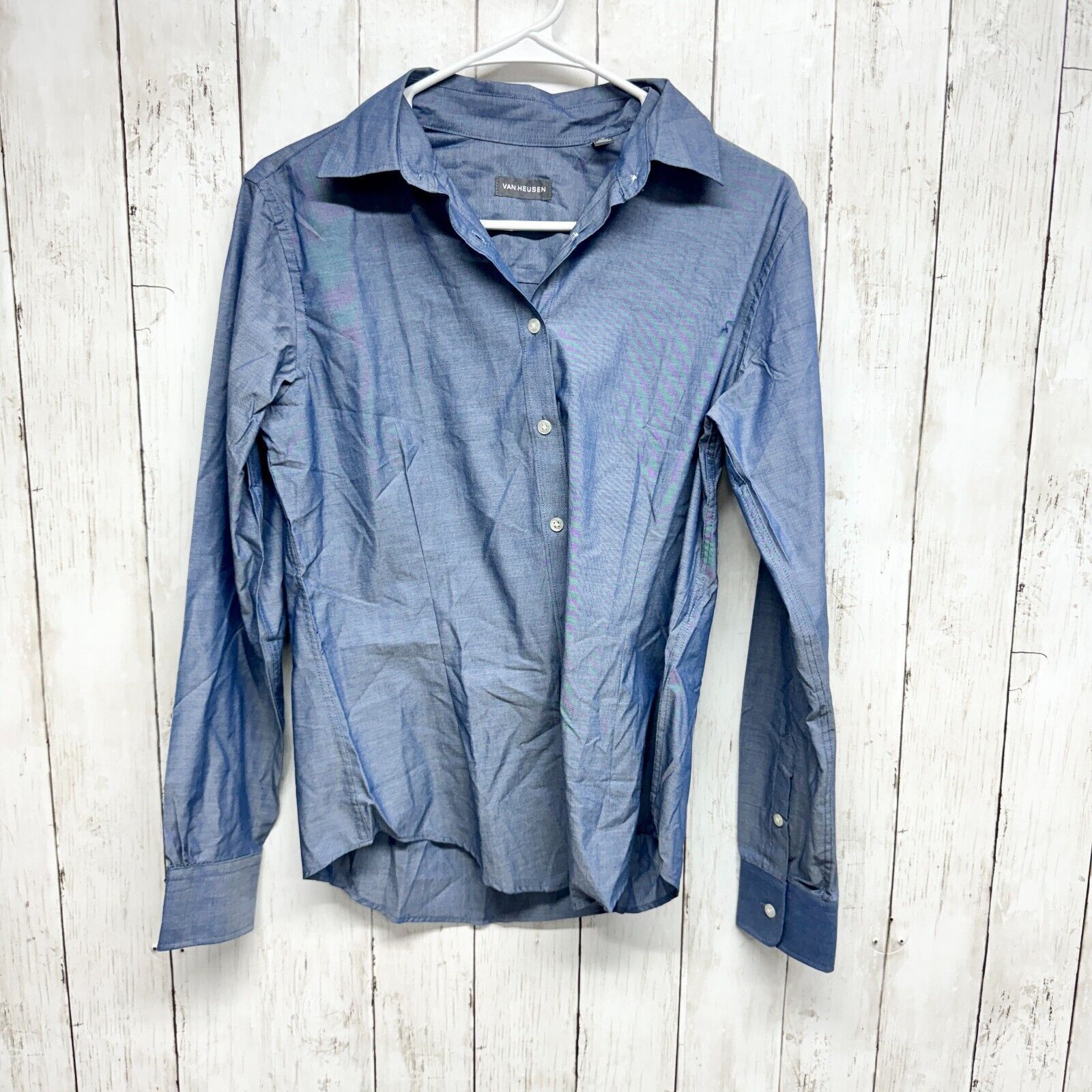 Van Heusen VAN HEUSEN Button Up Size S 4-6 Blue Long Sleeve Cotton Size S / US 4 / IT 40 - 1 Thumbnail