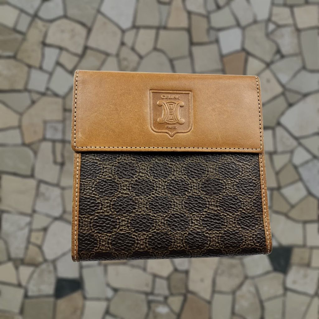 Celine CELINE Wallet Bifold PVC Leather Trim Brown Size ONE SIZE - 1 Thumbnail