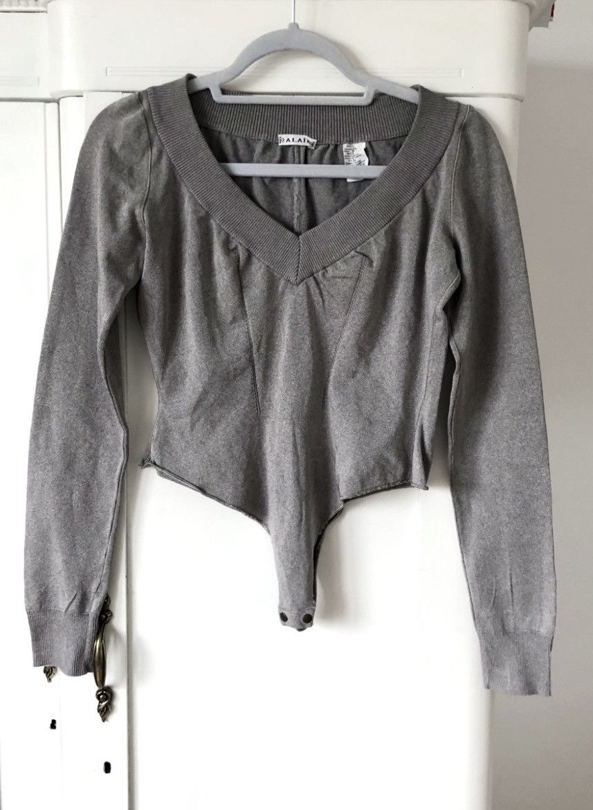Alaia Alaïa Sculpted Grey Long-Sleeve Bodysuit- Top Size L / US 10 / IT 46 - 7 Thumbnail