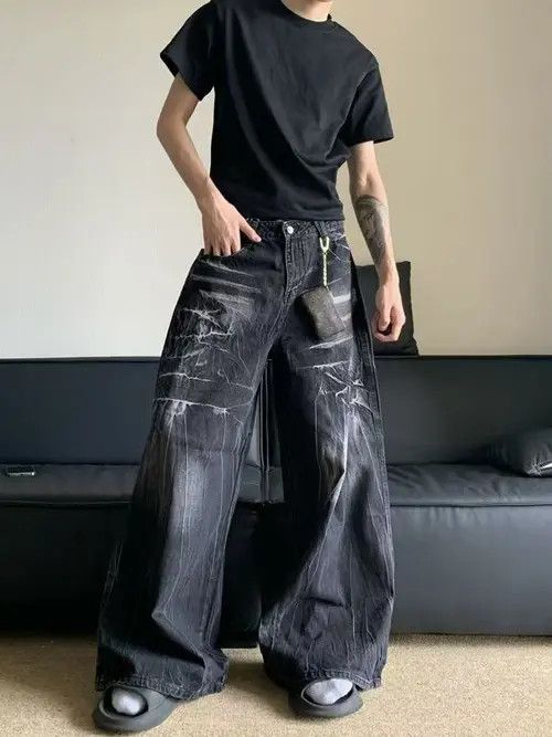 Japanese Brand × Jean Pants Black casual vintage lightning straight jeans Size US 32 / EU 48 - 1 Thumbnail