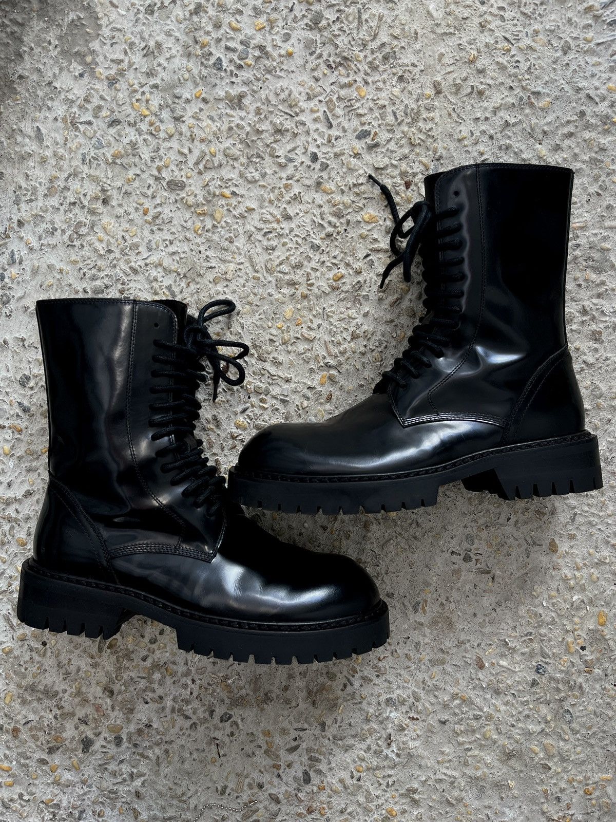 Ann Demeulemeester Alec Patent Leather Combat Boots Size US 8 / IT 38 - 5 Thumbnail