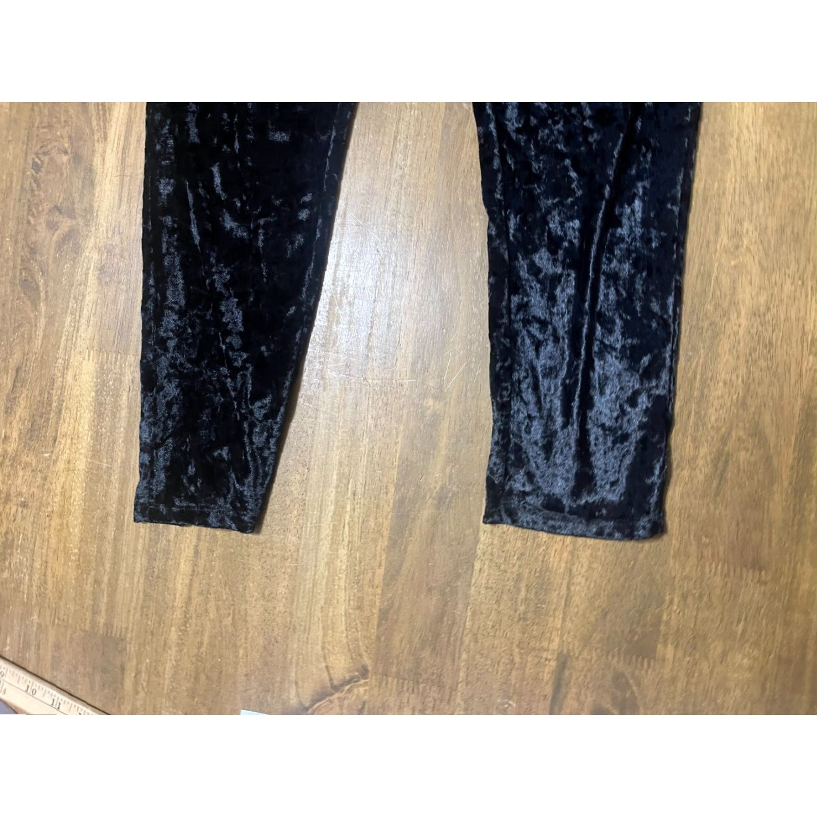 Vintage No Comment Pants Women's XL Black Leggings Velvet Casual Fall Spring Summer Velvet Leggings Ankle Inseam 26 in Black Womens Size 40" / US 18 - 3 Thumbnail