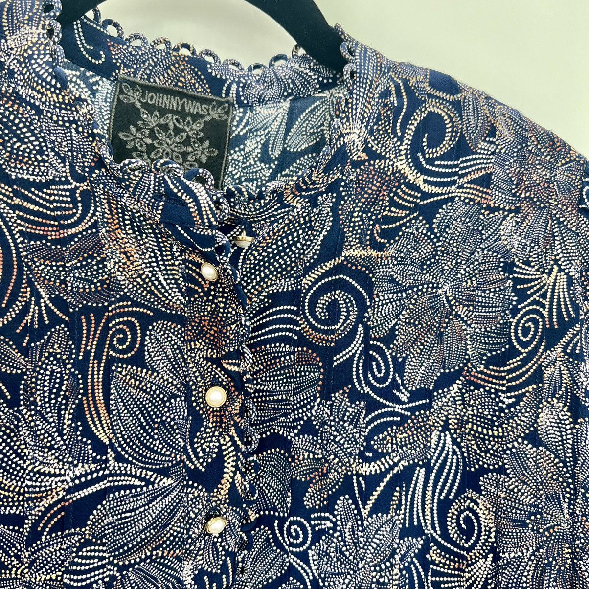 Johnny Was Johnny Was Jade Venus Peasant Top Floral Paisley Silk S Size S / US 4 / IT 40 - 6 Thumbnail