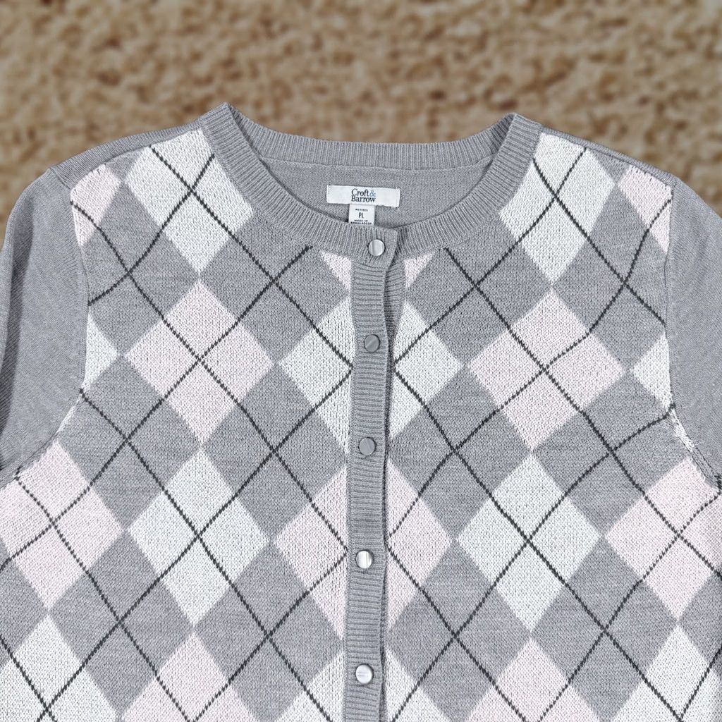 Croft & Barrow Croft & Barrow Cardigan Sweater Women's Large Gray PT Petite Knit Open Collarless Lightweight 90s Bohemian Regular Womens Size L / US 10 / IT 46 - 1 Thumbnail