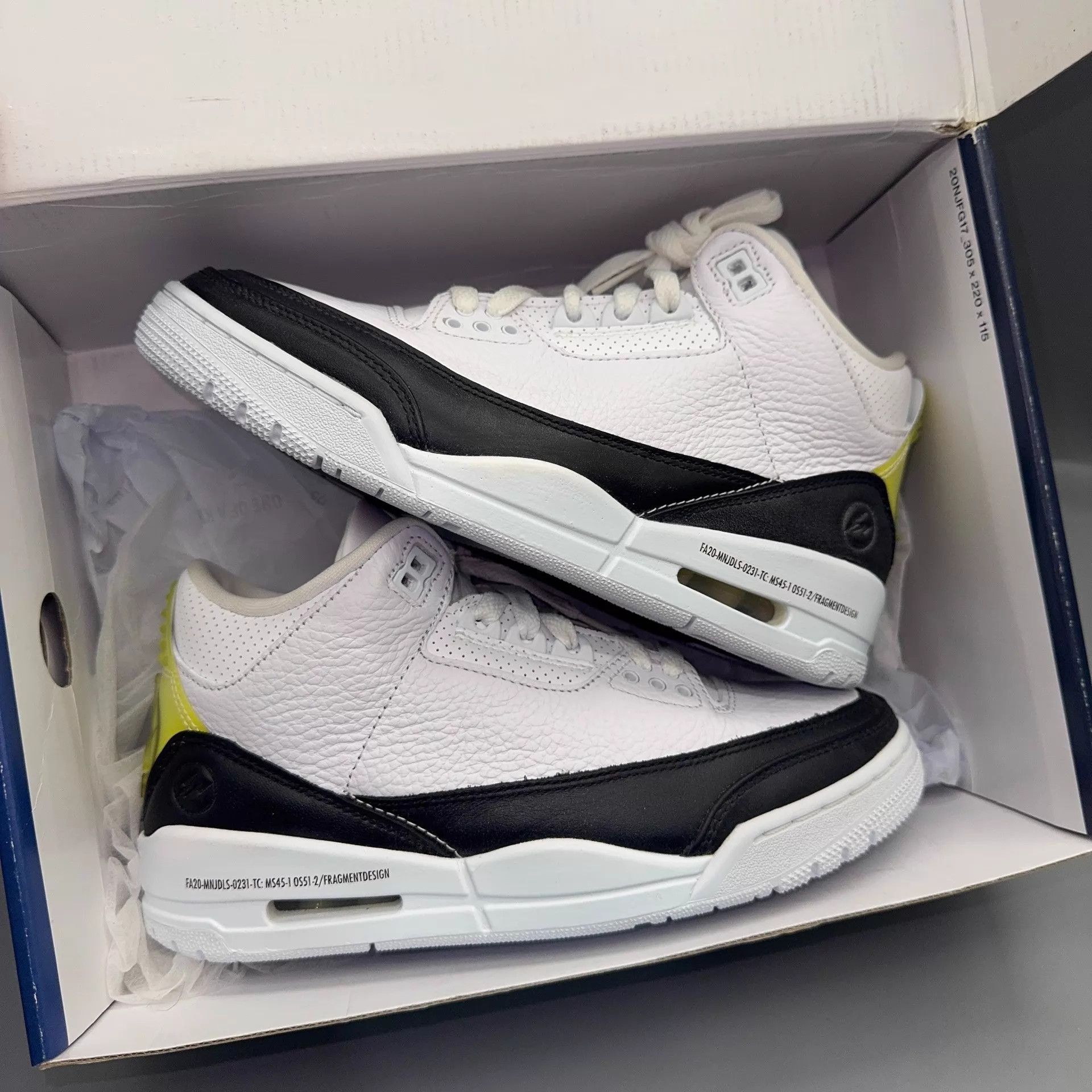 Nike Jordan AJ3 x Fragment Design Black White 38 Size US 5.5 / EU 38 - 5 Thumbnail