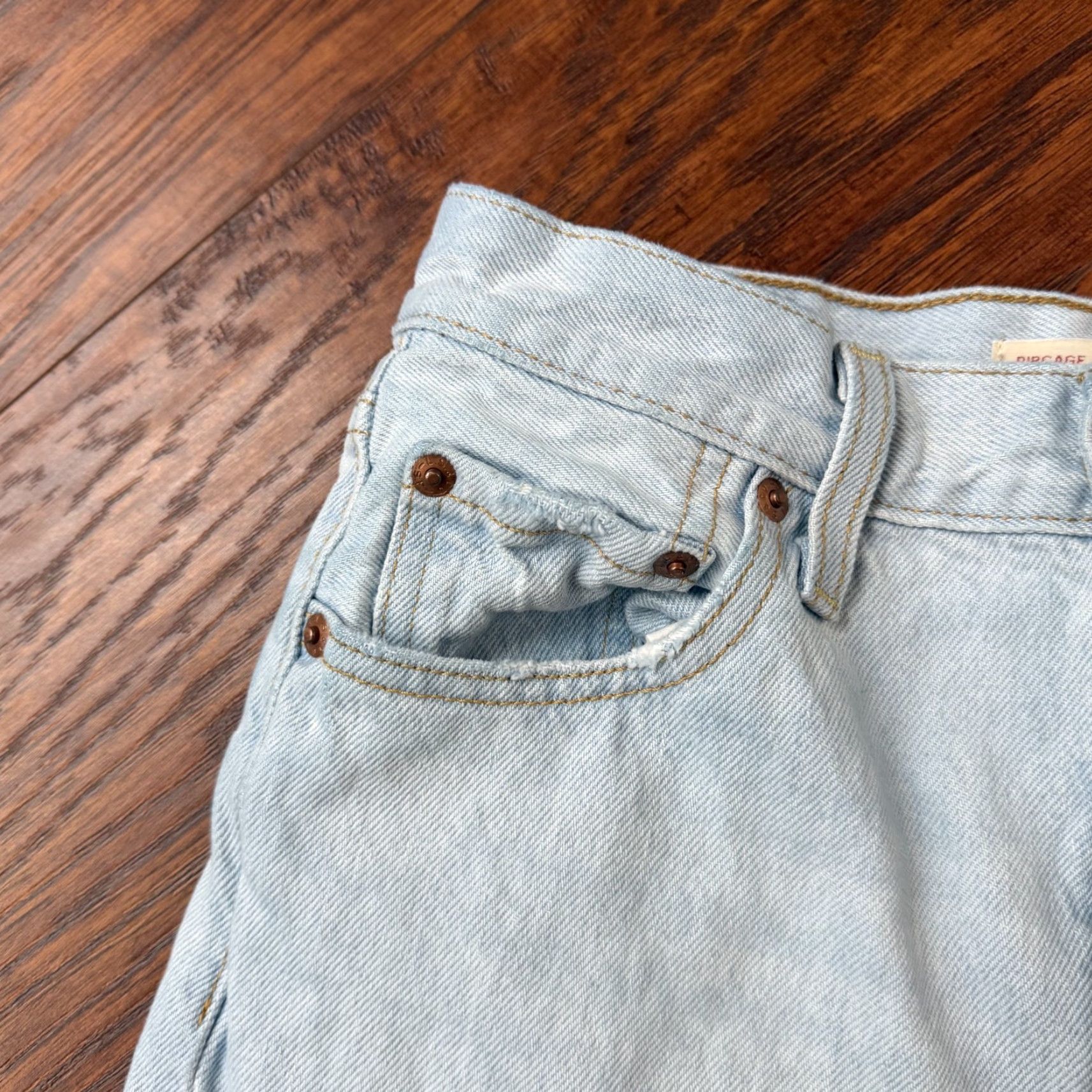 Levi's Levi's Ribcage Jeans Women Regular 25 Blue 25x26 Denim Ankle Straight Button Fly 100% Cotton Size 42" / US 20 - 3 Thumbnail