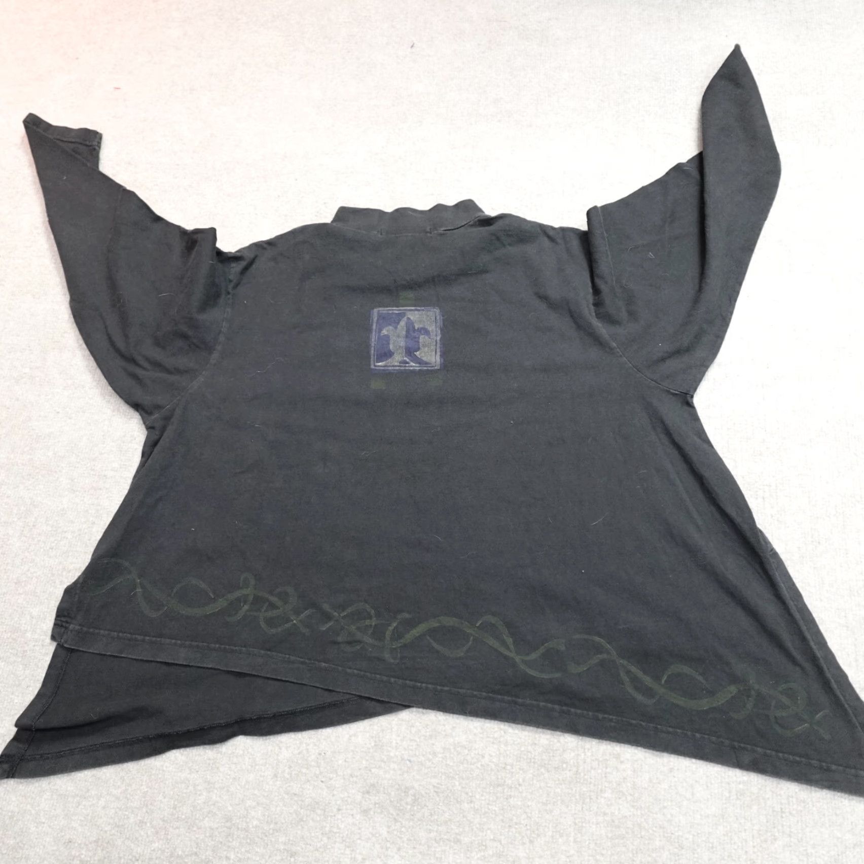 Vintage VINTAGE Blue Fish Shirt Womens 16 Black Mock Neck Pullover 100% Cotton Casual Sleeve T-Shirt Fall Spring Summer Womens Size XXL / US 16-18 / IT 52-54 - 5 Thumbnail
