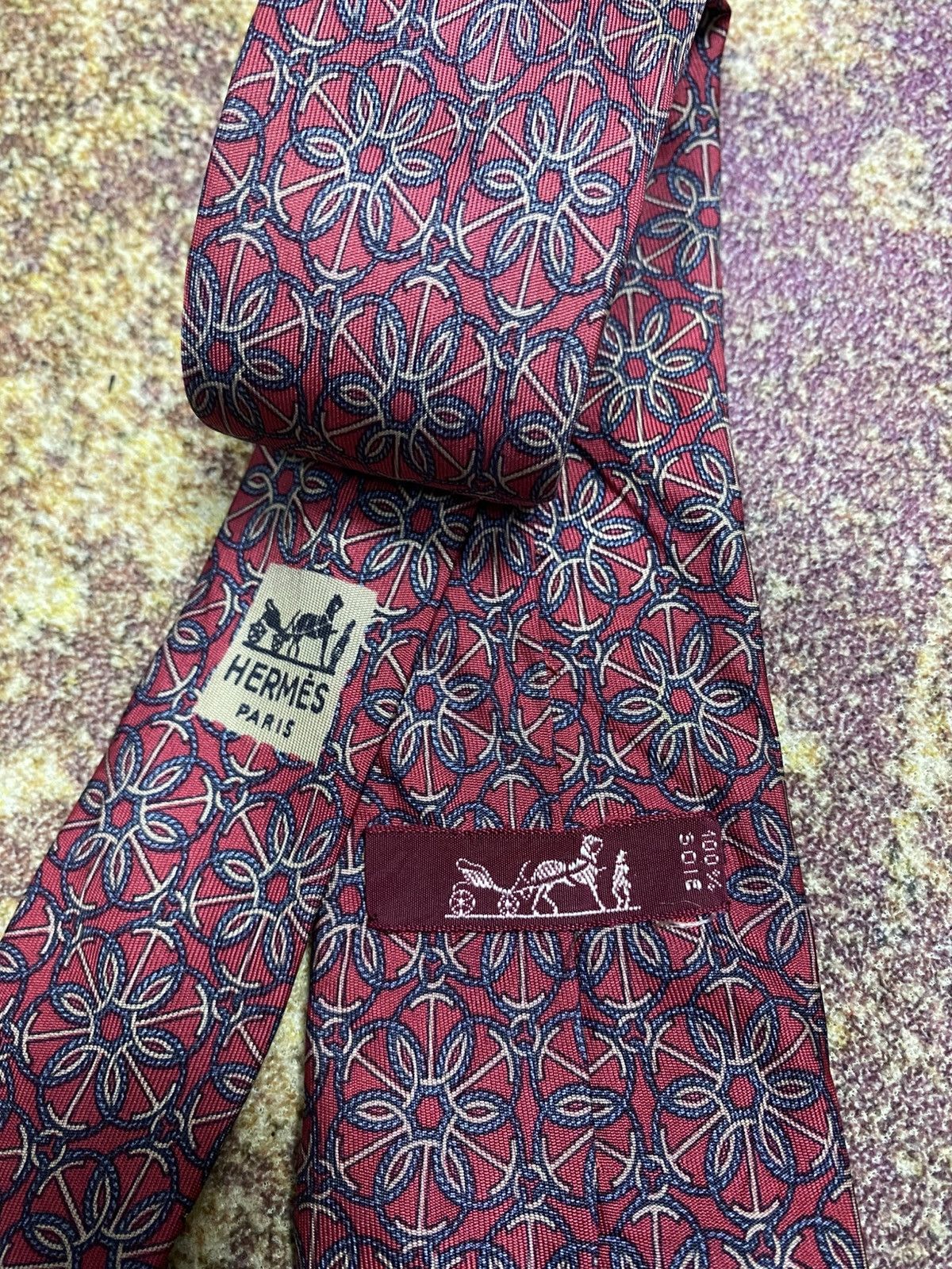Hermes HERMES TIE RED Size ONE SIZE - 3 Thumbnail
