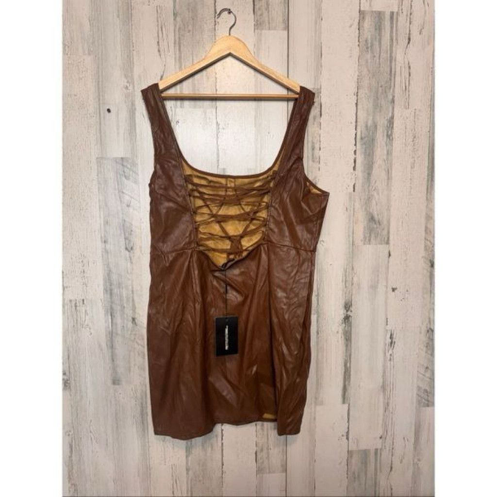 Other PrettyLittleThing Brown Faux Leather Corse Dress US 18 UK 22 Size XXL / US 16-18 / IT 52-54 - 2 Thumbnail