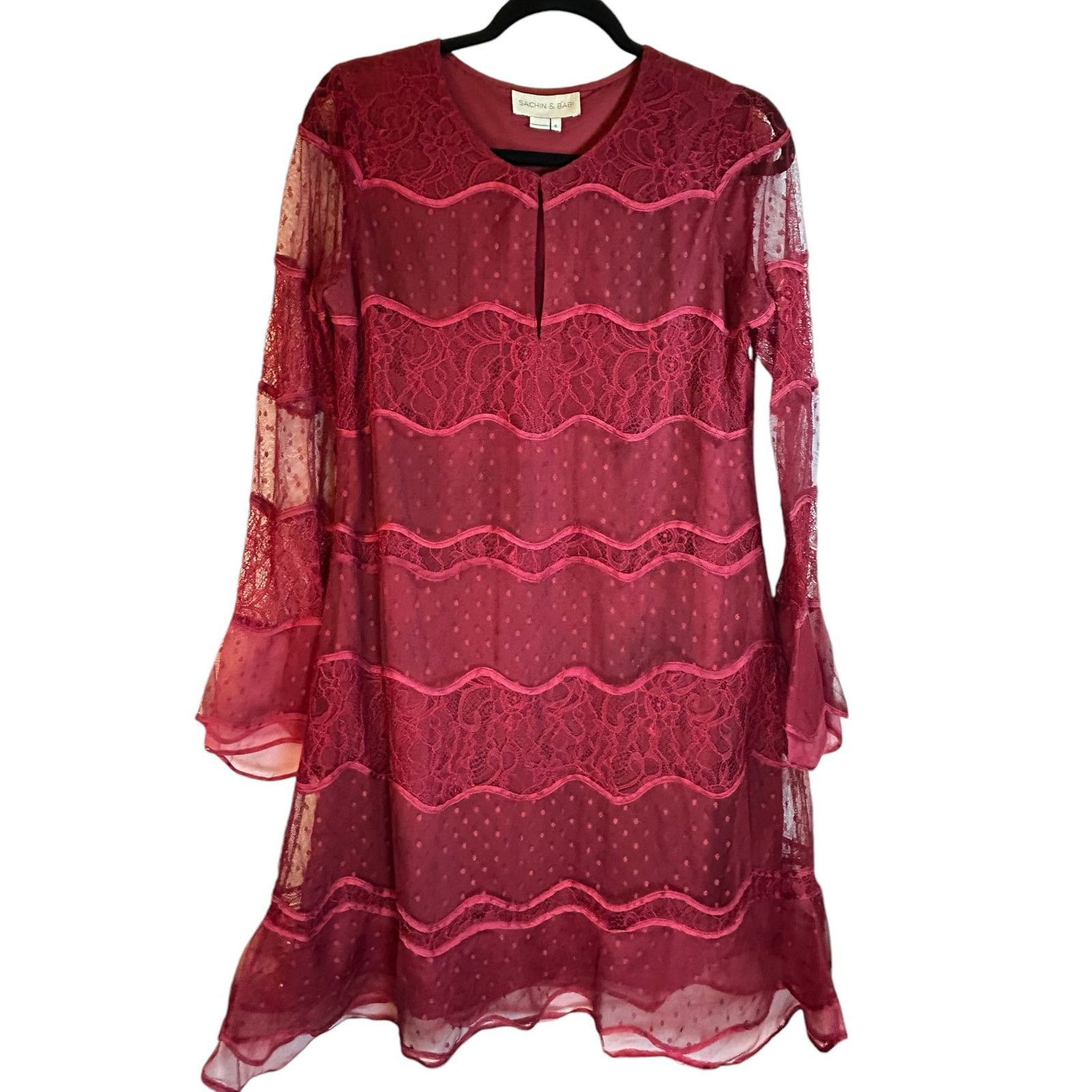 Sachin & Babi Sachin & Babi Red Lace Dress - Size 6 Size M / US 6-8 / IT 42-44 - 1 Thumbnail