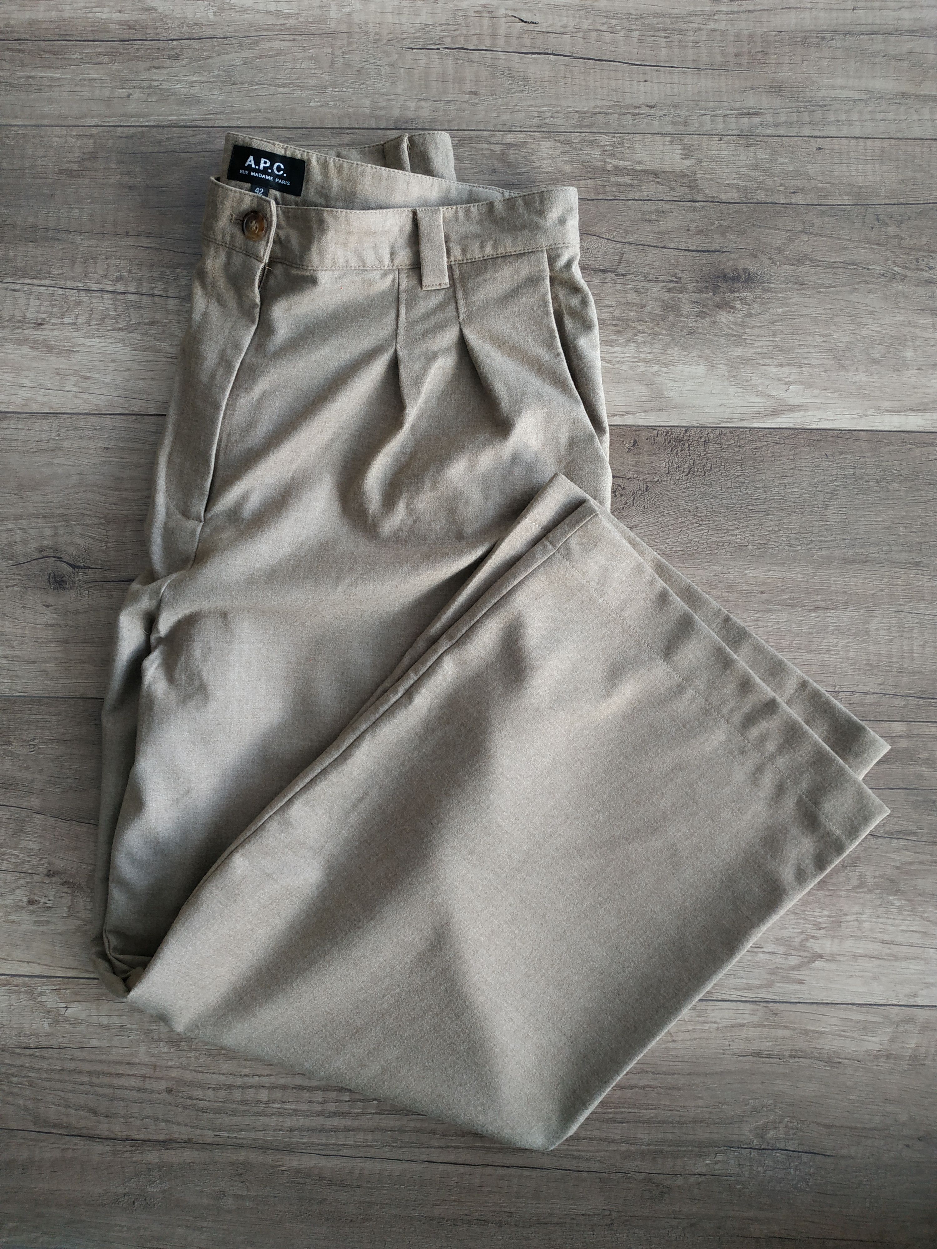 A.P.C. × Designer A.P.C. Paris Women's Wool Beige Chino Pants, s. 42 (XL) Size 30" / US 8 / IT 44 - 3 Thumbnail