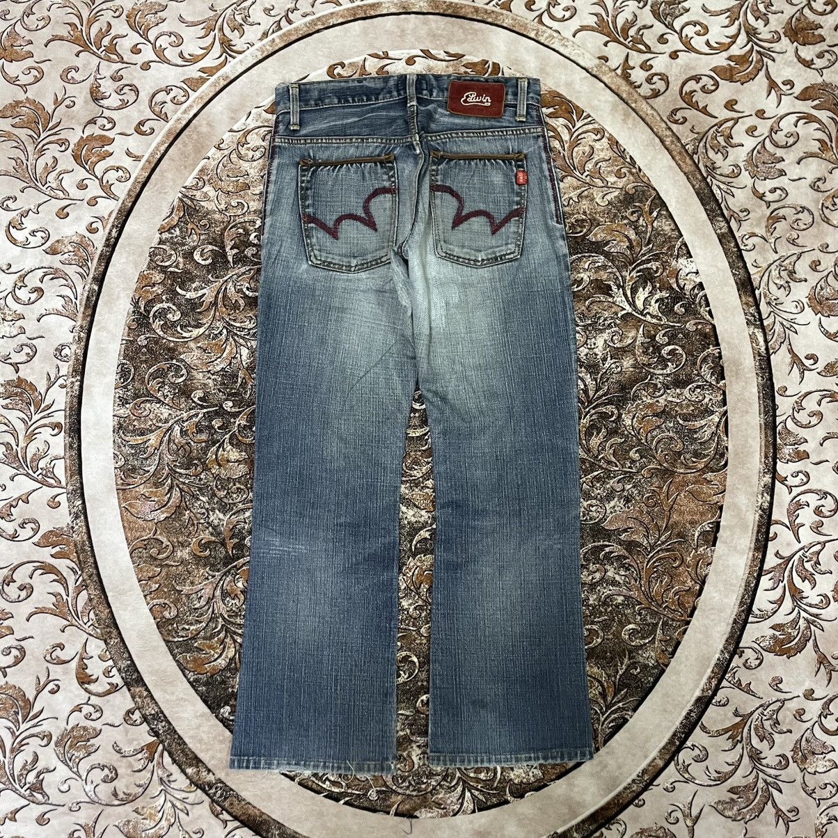 Edwin 🔥Vintage Edwin Blue Trip Washed Ripped Distress Denim Jeans Size US 30 / EU 46 - 4 Thumbnail