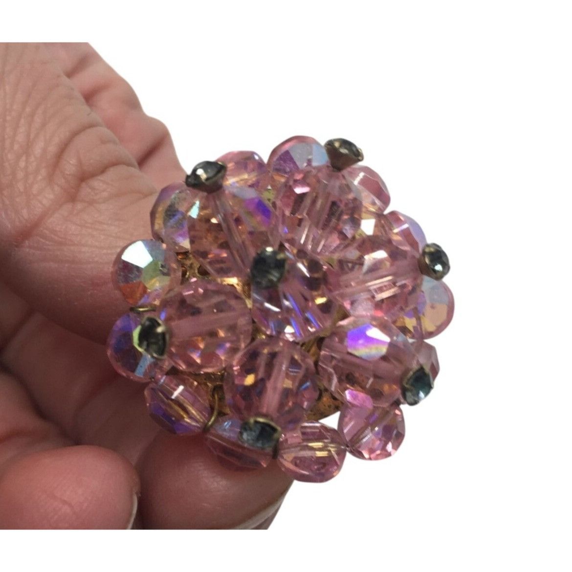 Other Vintage Pink Crystal Cluster Flower Brooch Pin Size ONE SIZE - 3 Thumbnail