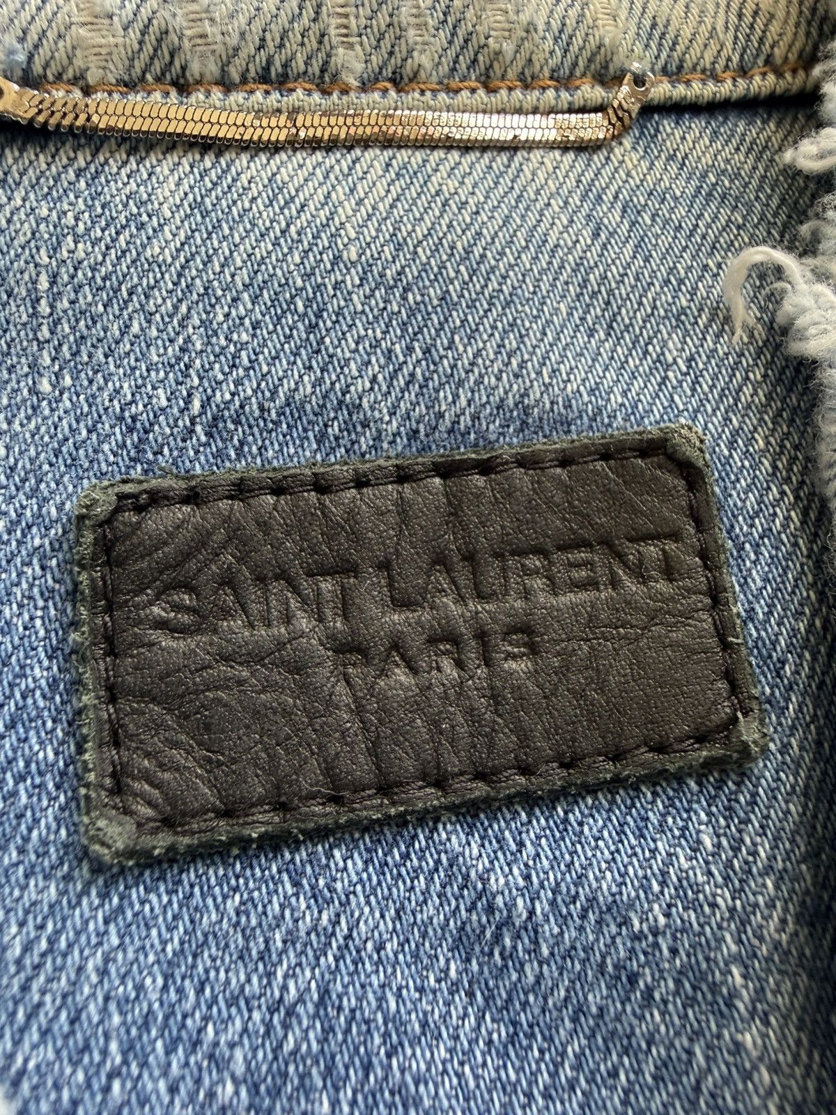 Saint Laurent Paris SS21 Saint Laurent denim trucker jacket crash thrashed grail Size US L / EU 52-54 / 3 - 23 Thumbnail
