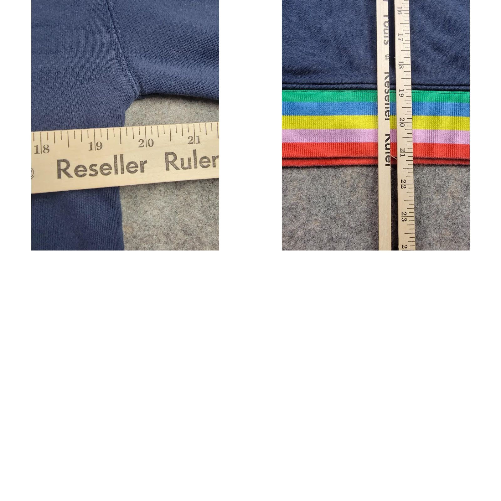 J.Crew J.CREW Hoodie Womens Medium Weekend Rainbow Stripe Pullover Pocket Cotton Blue Size M / US 6-8 / IT 42-44 - 8 Thumbnail