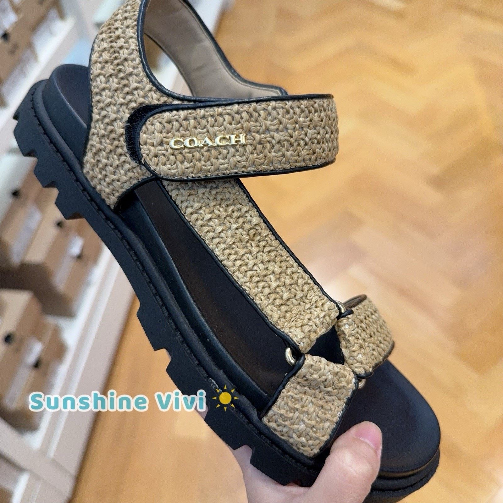 Coach NEW COACH Women's Sport Sandal Toast/Black CBB92 US 6.5 Size US 6.5 / IT 36.5 - 2 Thumbnail