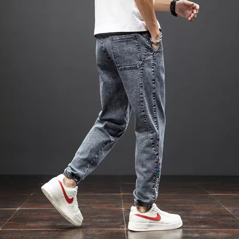 Japanese Brand Elastic Waist Grey Cargo Jeans Men Size US 31 - 5 Thumbnail