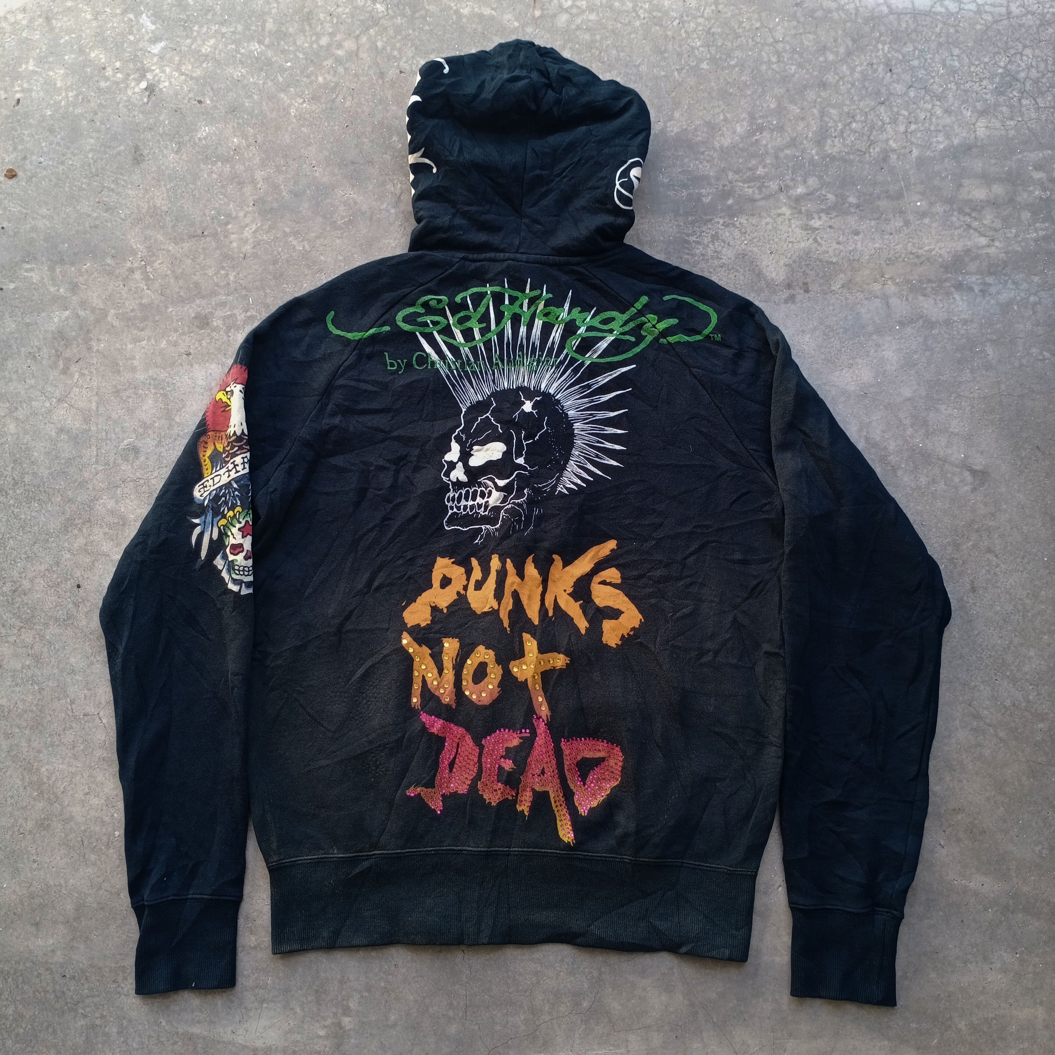 Christian Audigier Rare Vintage Ed Hardy Punks Not Dead Destroy Hoodie Size US S / EU 44-46 / 1 - 7 Thumbnail