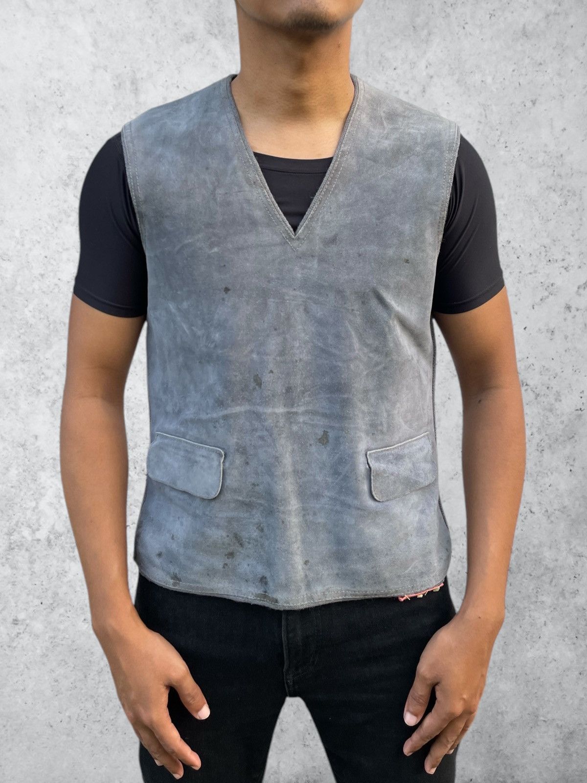 🔥Vintage 1956s Maglificio Leather+Knit Vest/Jacket