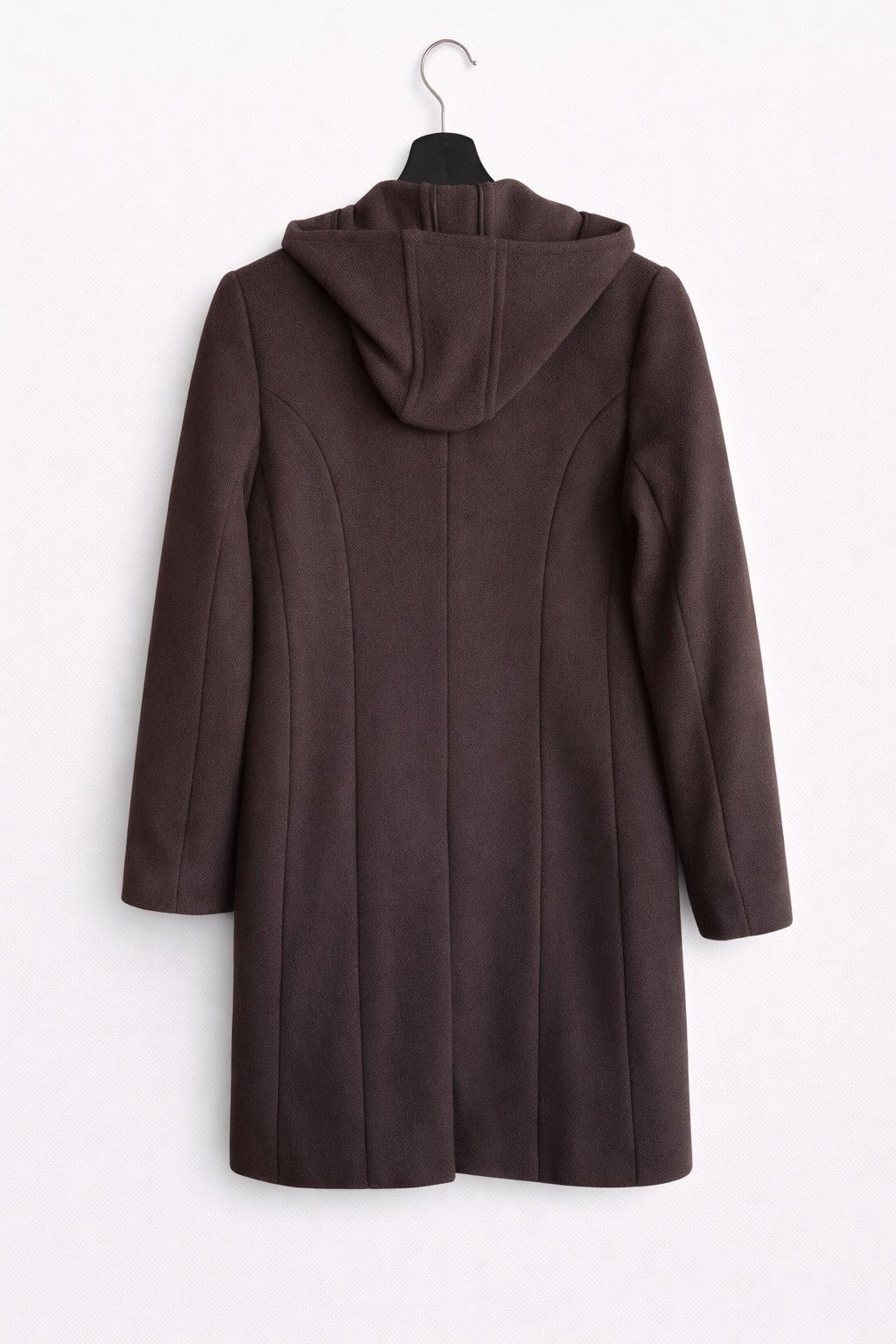 Japanese Brand Vintage INÉD Brown Hooded Wool Coat| Women’s Size 2 Size M / US 6-8 / IT 42-44 - 2 Thumbnail