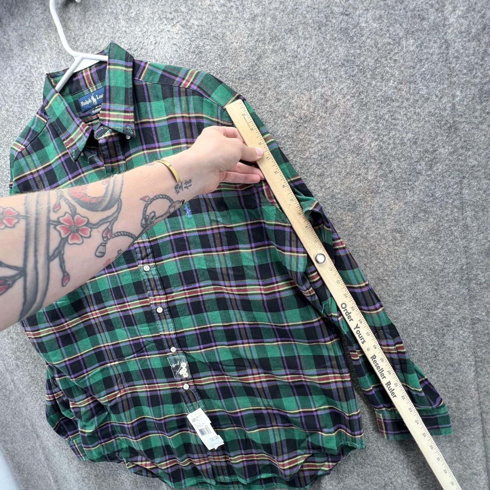 Ralph Lauren VINTAGE Ralph Lauren Shirt Mens Large Green Plaid Flannel Button Front Size US L / EU 52-54 / 3 - 4 Thumbnail
