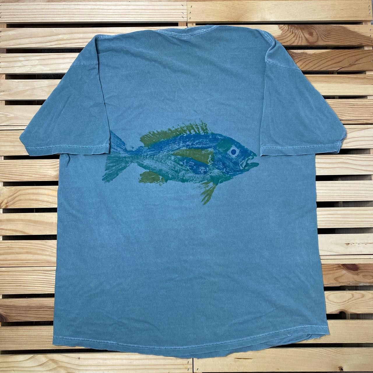 Anvil Vintage Big Fish Green Trashed Nature Tee Size XL Size US XL / EU 56 / 4 - 2 Thumbnail