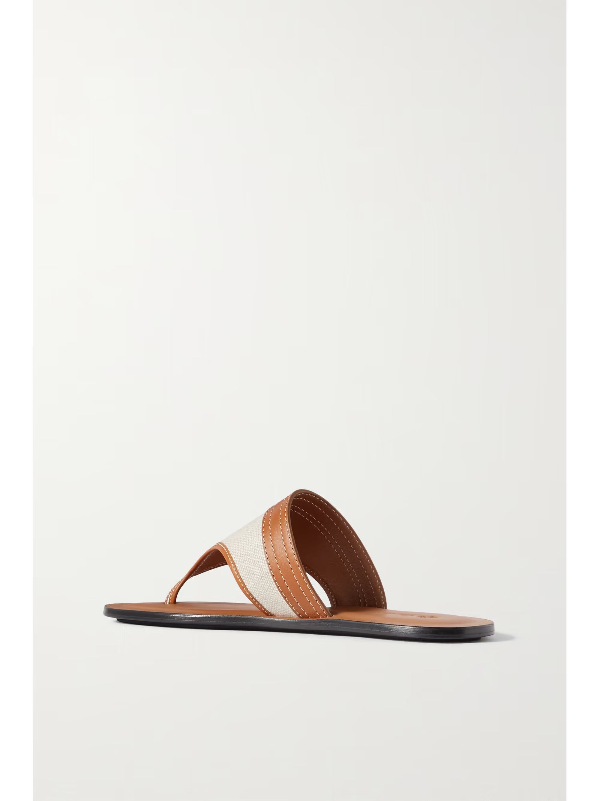 Loro Piana o1srvl11e0225 Leather Flip Flops in Brown & Beige Size US 8 / IT 38 - 3 Thumbnail
