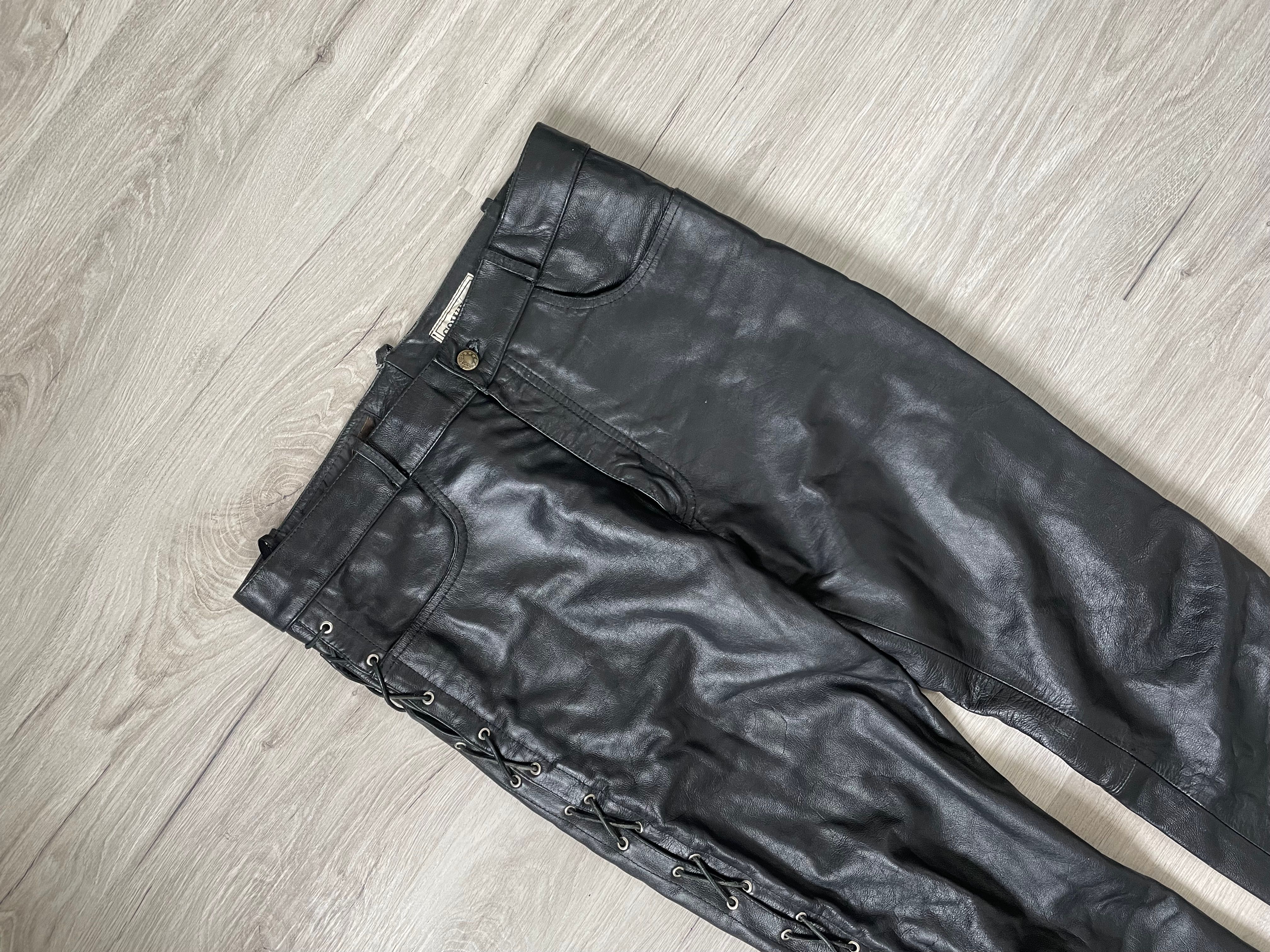 Pre-owned Leather X Vintage Casual Moto Pants Leather In Black