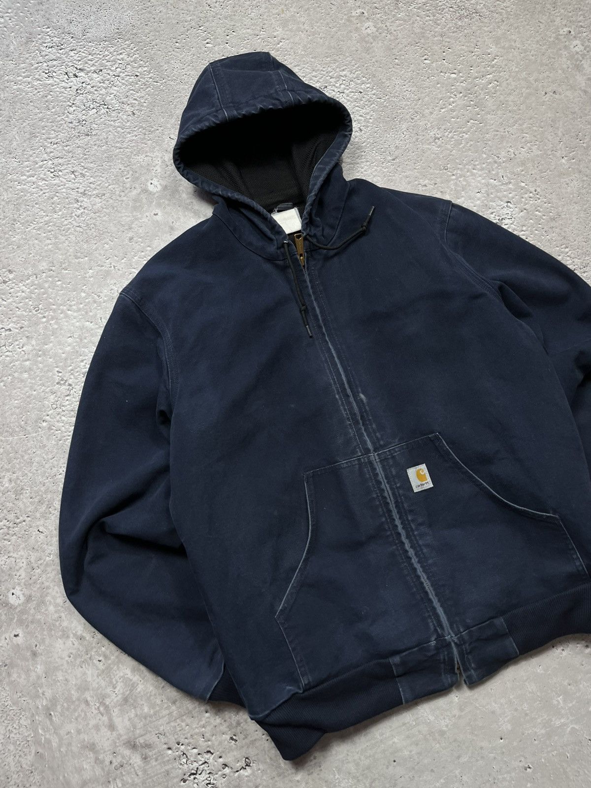 Carhartt Vintage Carhartt Hooded Work Jacket Faded Blue Distressed Size US L / EU 52-54 / 3 - 3 Thumbnail