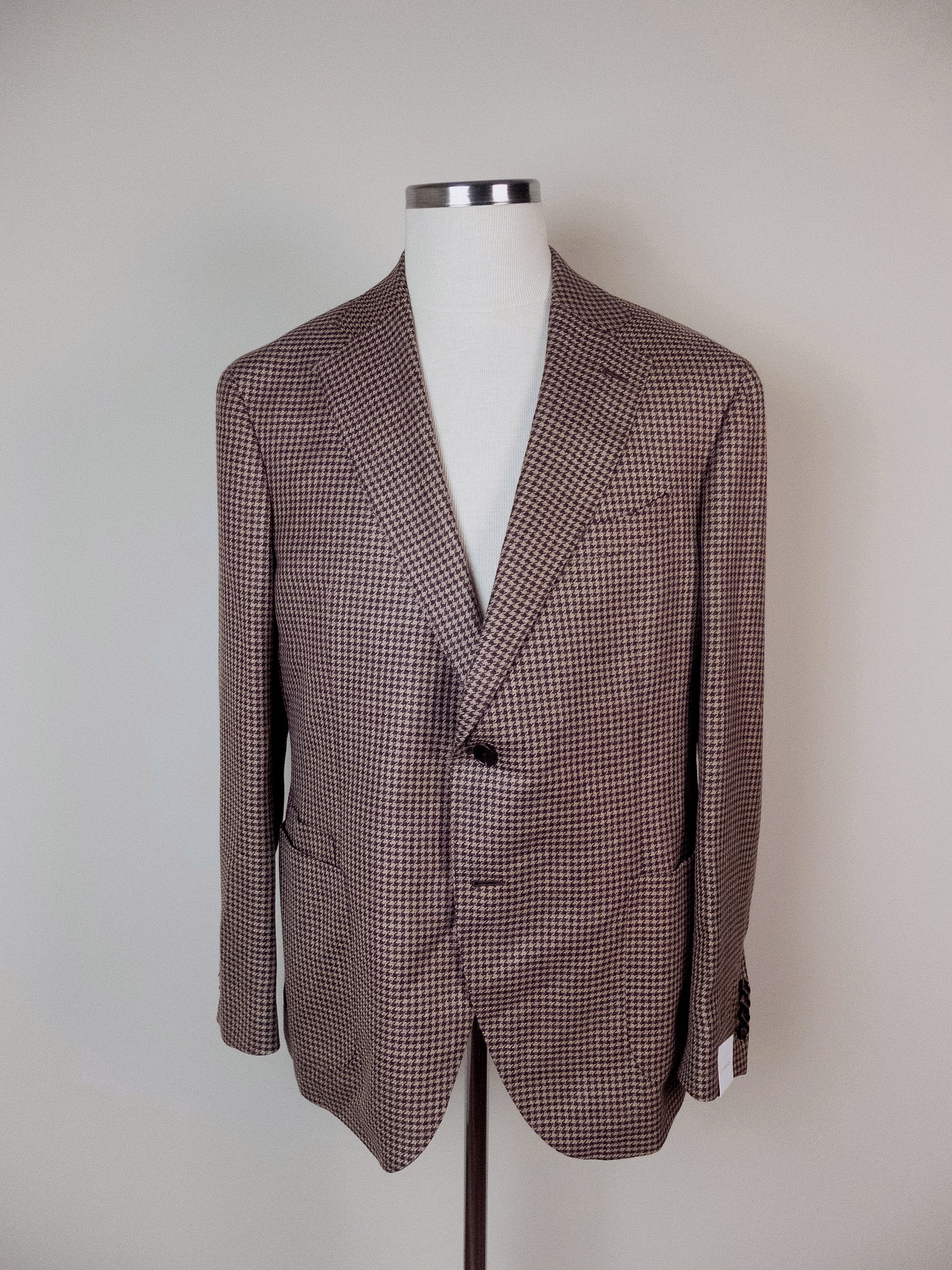 Luigi Bianchi LUIGI BIANCHI brown wool silk linen houndstooth sportcoat Size 46R - 1 Thumbnail