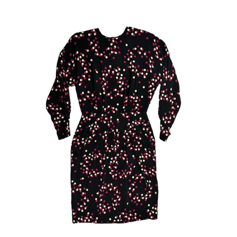 Liz Claiborne Vintage Liz Claiborne Dress Petite 4 Black Polka Dots Size S / US 4 / IT 40 - 4 Thumbnail