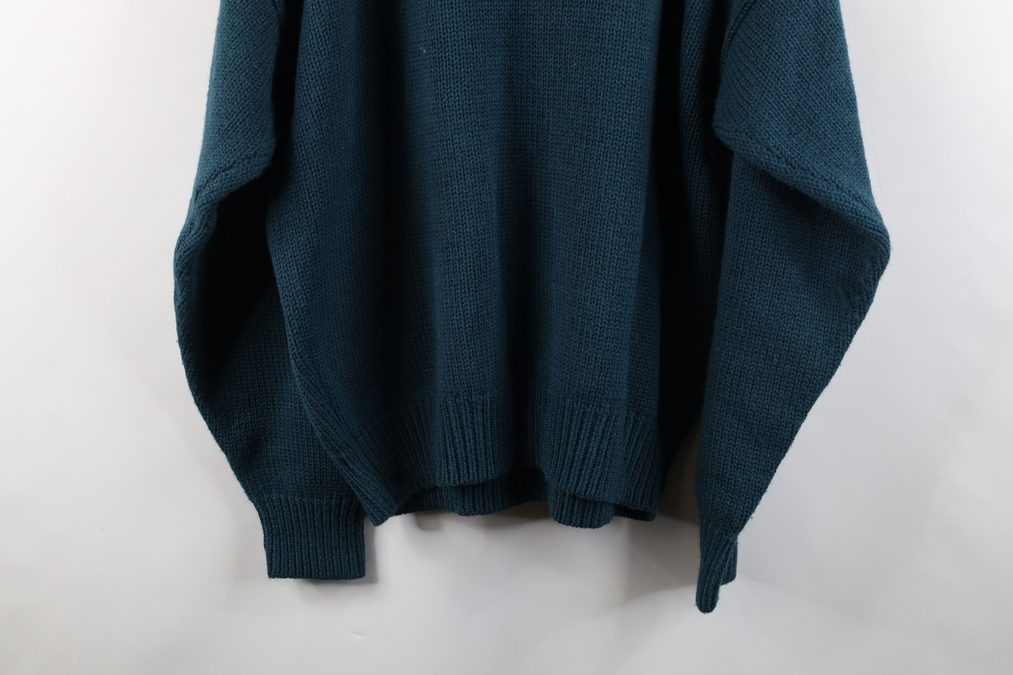 Vintage Vintage 90s Streetwear Heavyweight Wool Knit Sweater Teal Size US XXL / EU 58 / 5 - 10 Thumbnail