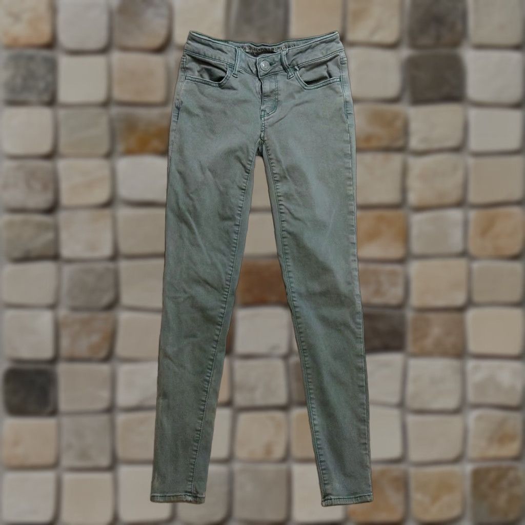 American Eagle Outfitters American Eagle Gray Green Jegging Super Stretch Jeans Women's 0 XS 26x28 Size 25" / US 0 / IT 36 - 1 Thumbnail