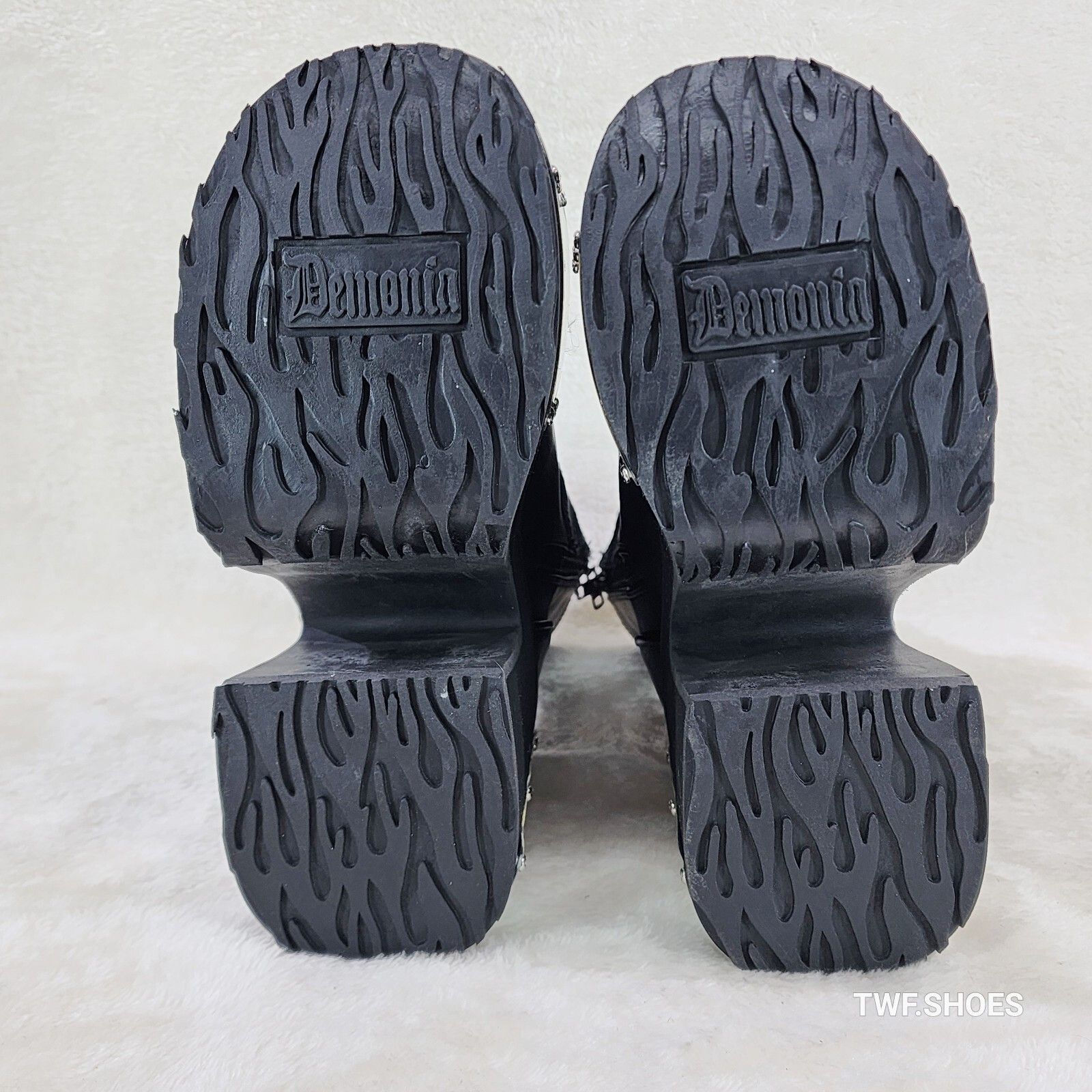 Demonia Cult DEMONIA Camel 120 Goth Punk Mid Calf Platform Boots Skeleton Size US 6 / IT 36 - 6 Thumbnail