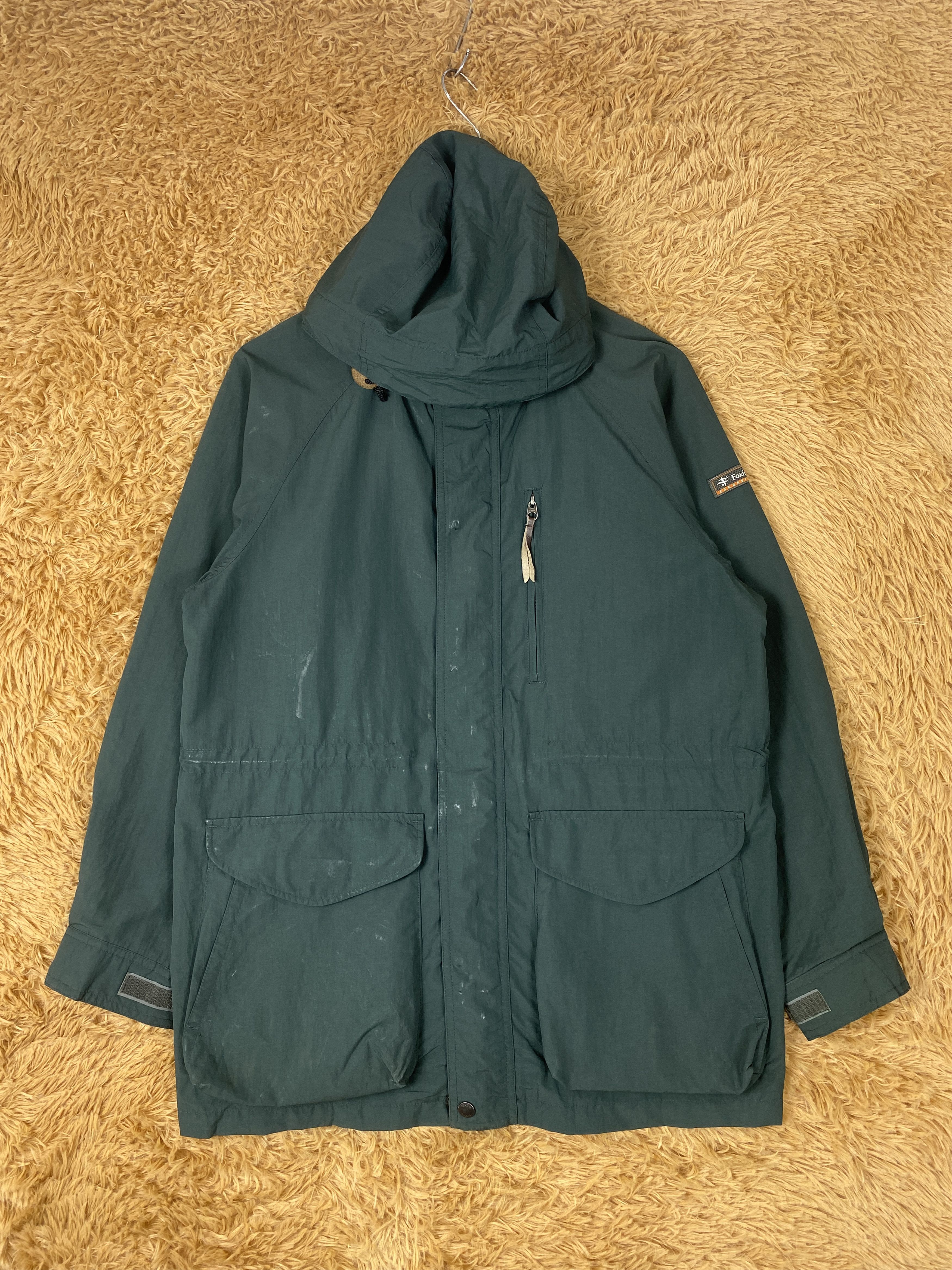 Image of Vintage Fox Fire Hoodie Long Jacket in Green, Men's (Size Small)