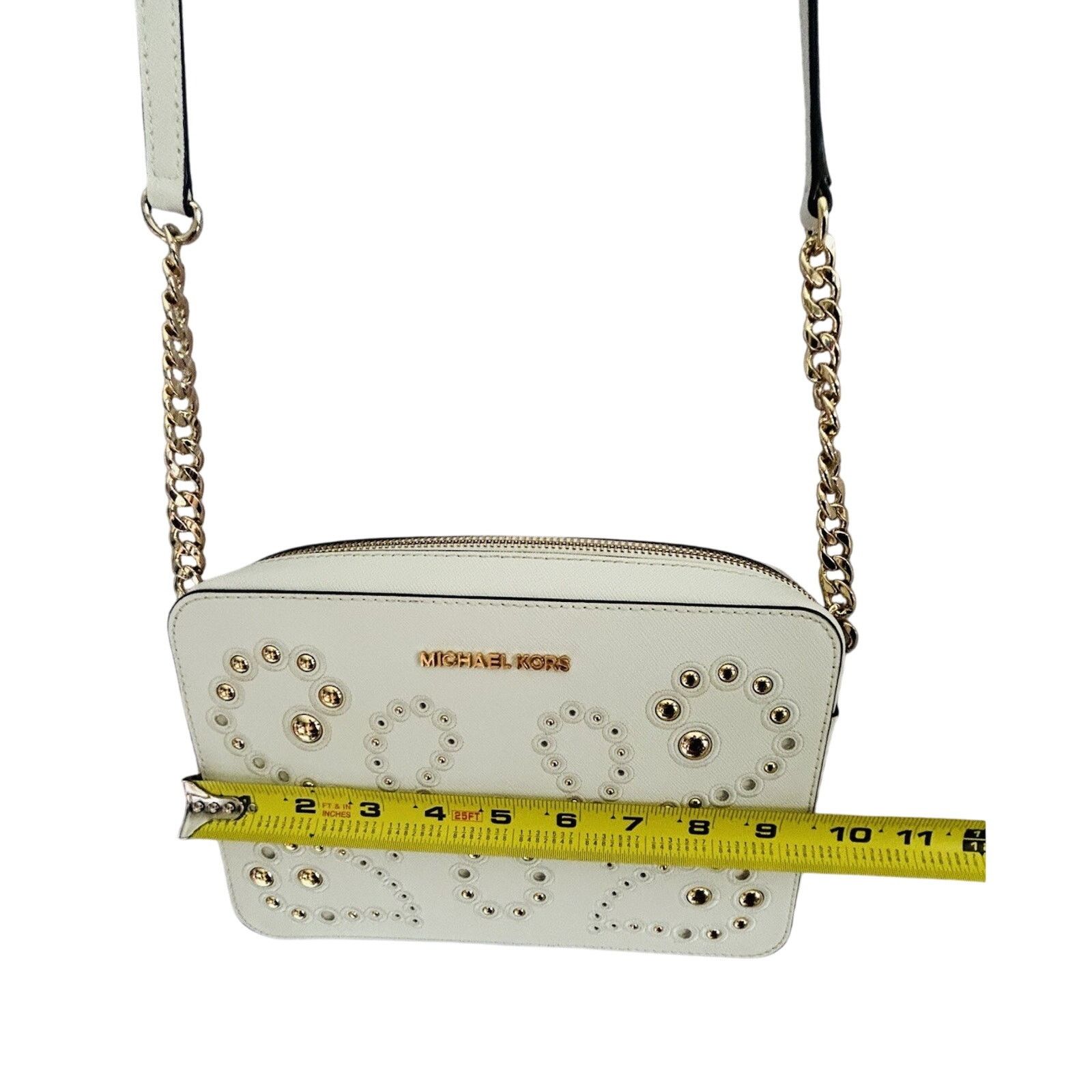 Michael Kors Michael Kors Ginny Leather Crossbody White Embellished Size ONE SIZE - 8 Thumbnail