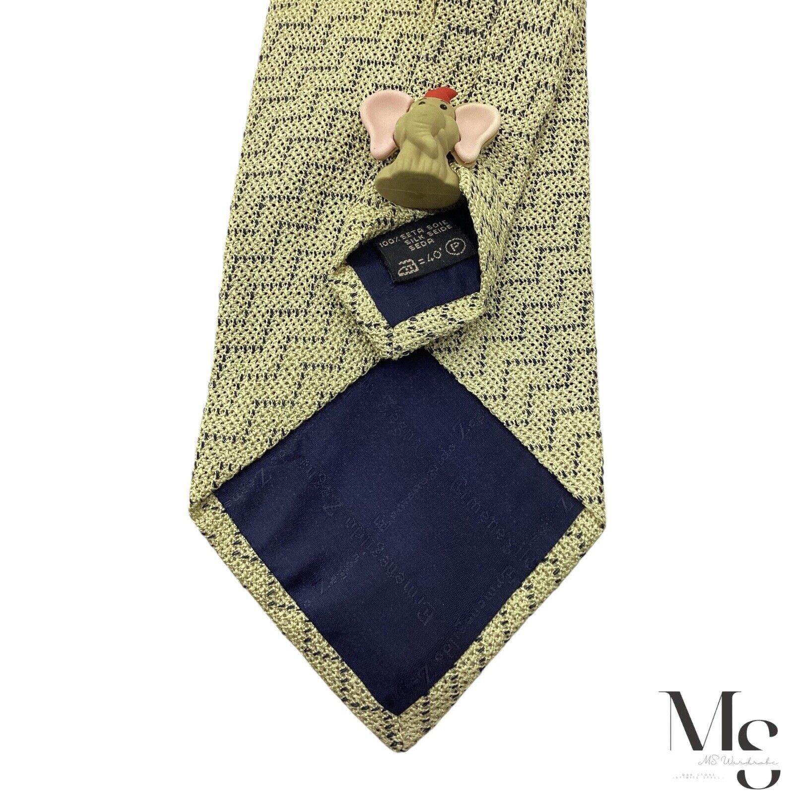Ermenegildo Zegna Ermenegildo Zegna Beige Zigzag Silk Tie Made In Italy W: 4" Size ONE SIZE - 6 Thumbnail